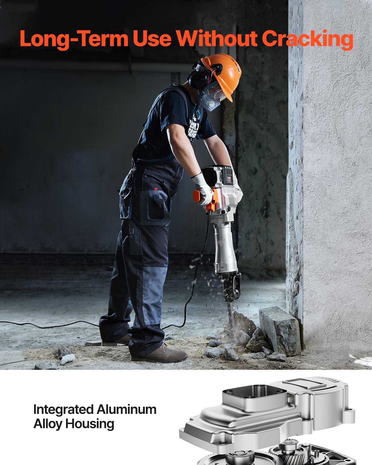 Demolition Jack Hammer Concrete Breaker 2100W Electric Hammer 2 Chisel Bit image 4