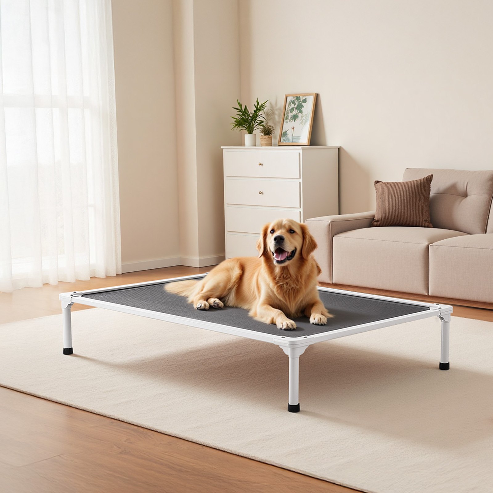 Elevated Dog Bed For Large Dog Portable Raised Dog Cot With Teslin Mesh XL Grey - Shop at LoveMi