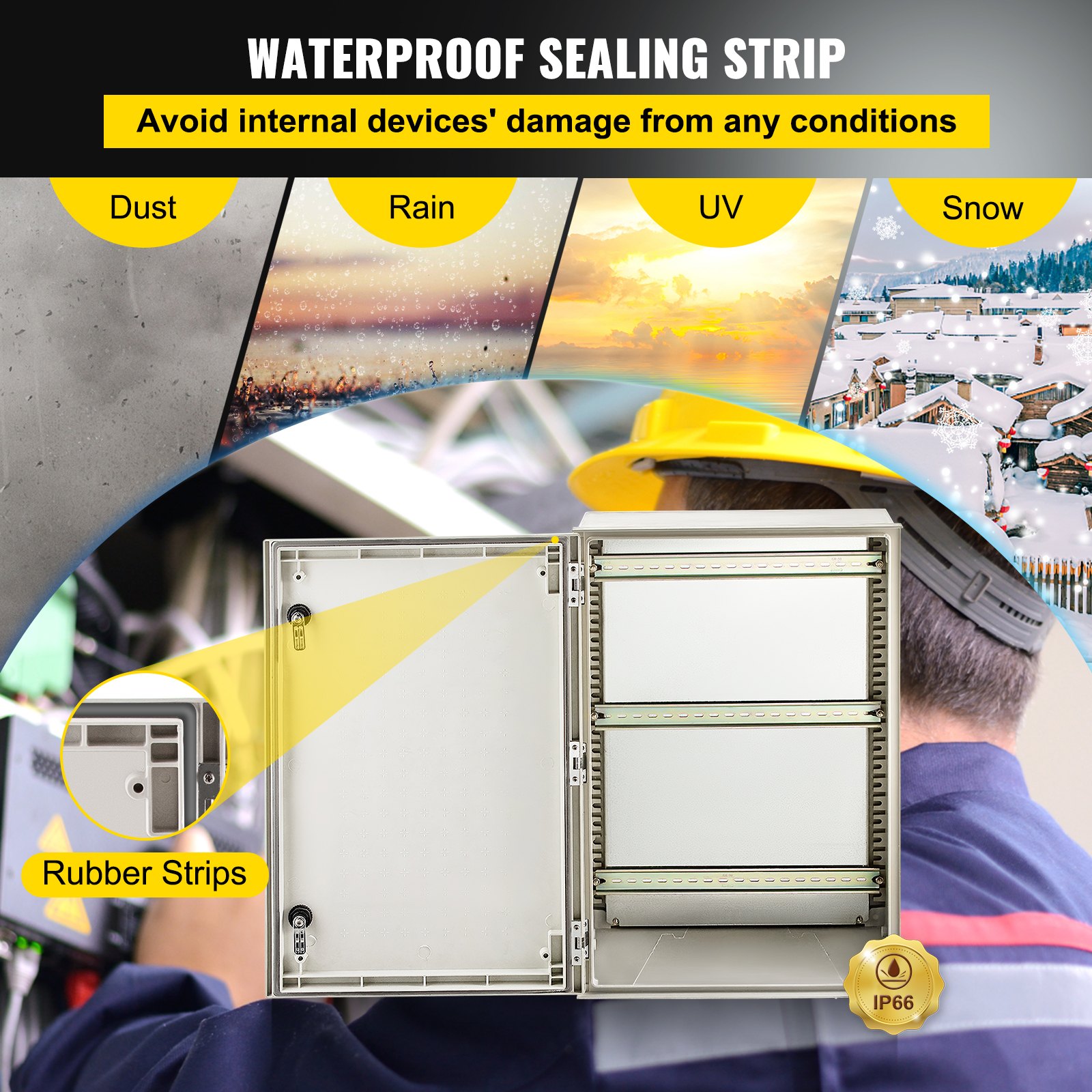 NEMA Steel Enclosure, 24 X 16 X 9” NEMA 4X Fiberglass Electrical Box, IP66 Waterproof & Dustproof, Outdoor/Indoor Electrical Junction Box, With Mounting Plate(60 X 40 X 23 Cm)