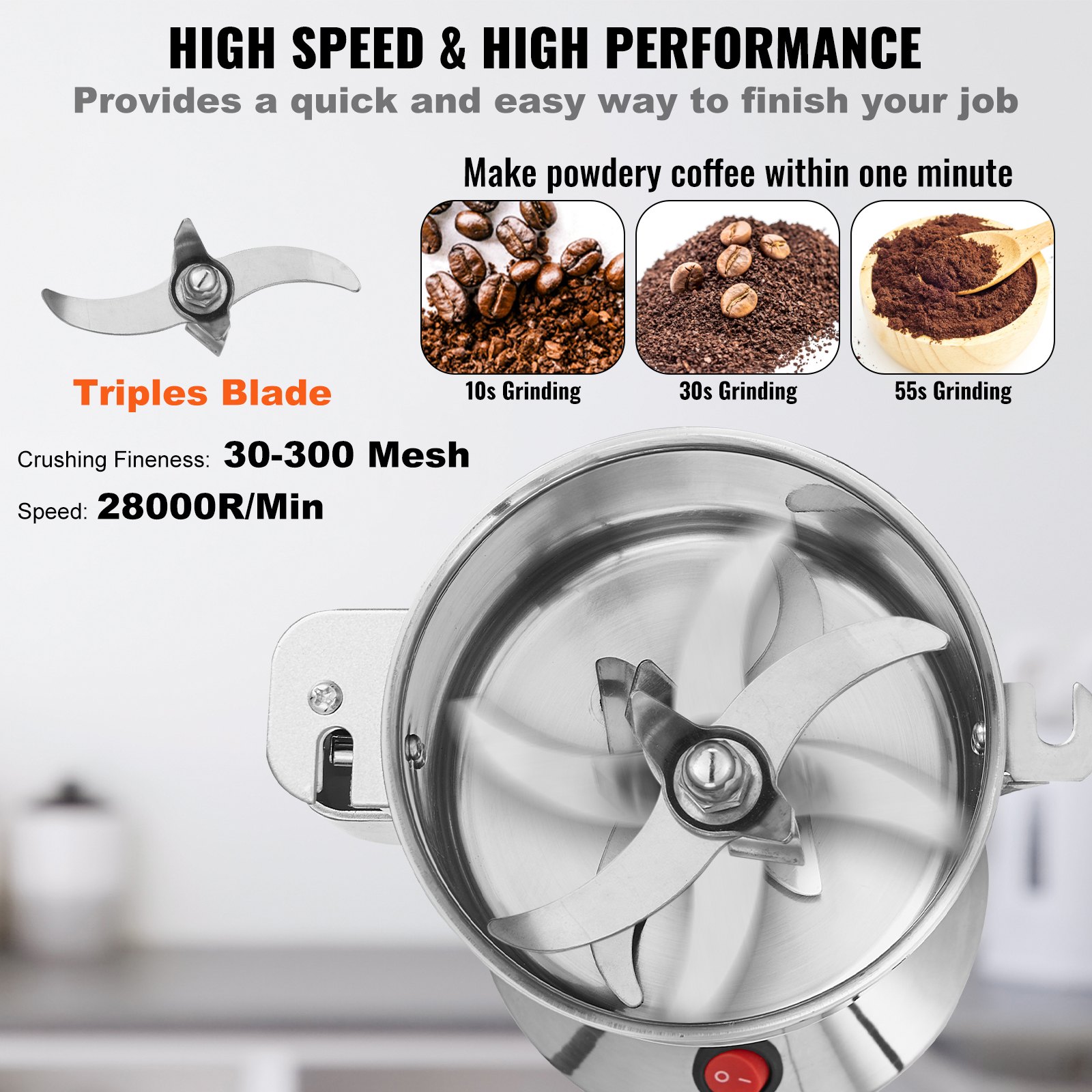550g Commercial Spice Grinder Electric Grain Mill Grinder High Speed image 4
