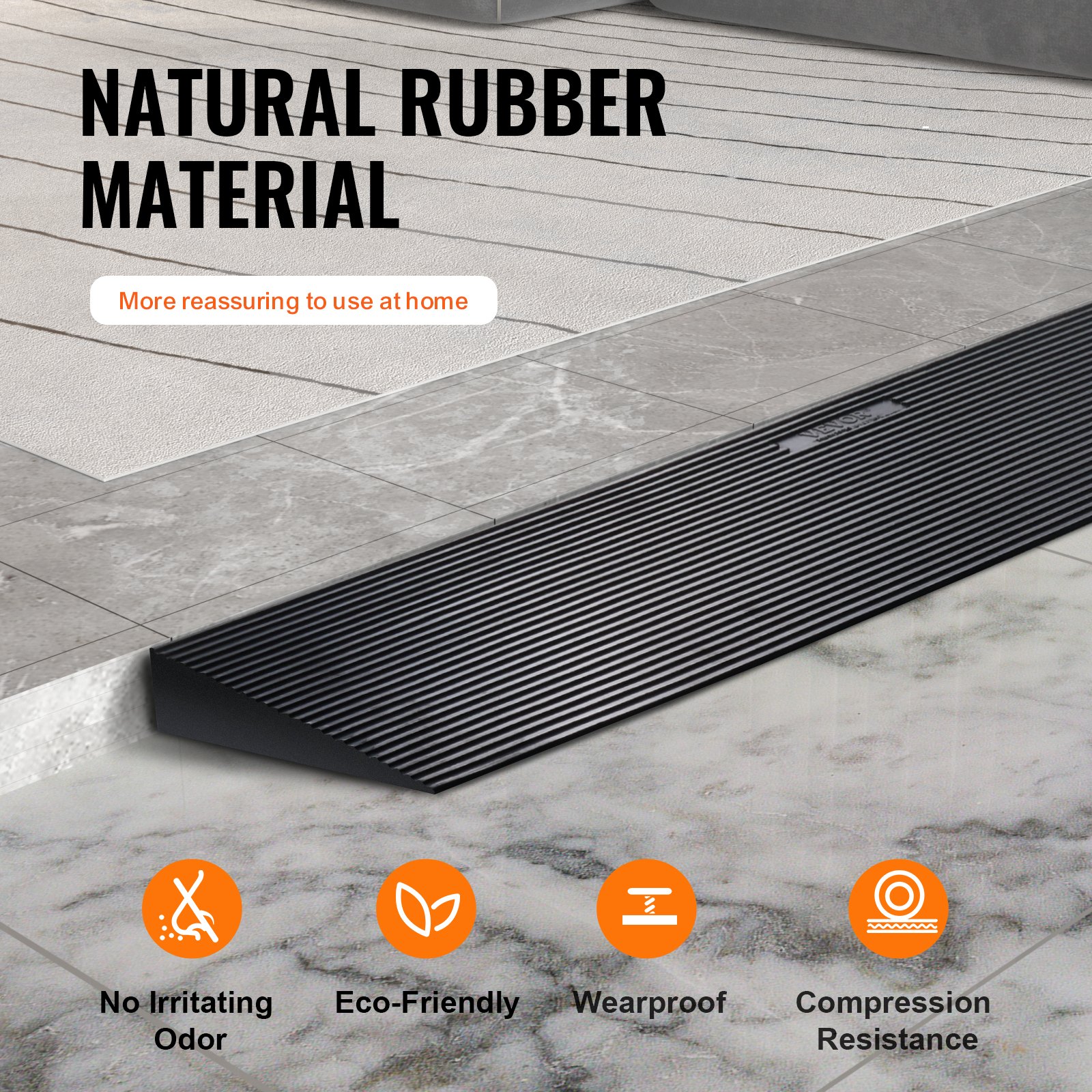 1.6' Rise Cuttable Threshold Ramp For Sweeping Robot, 35.4' Wide Natural Rubber Wheelchair Ramp, Non-Slip… image 3