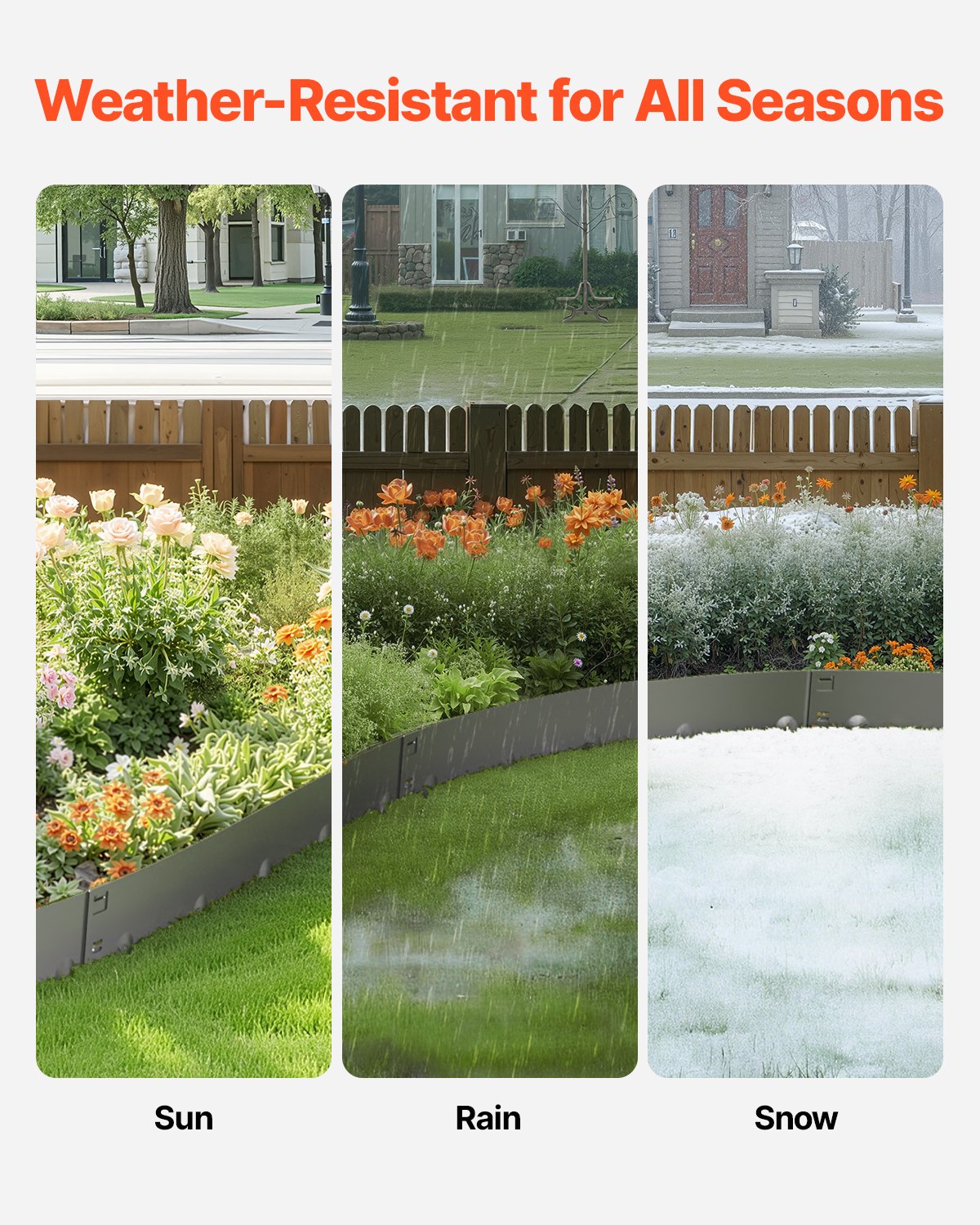 Steel Landscape Edging 5 Packs Rust-Resistant Edging Border Dark Gray - 3