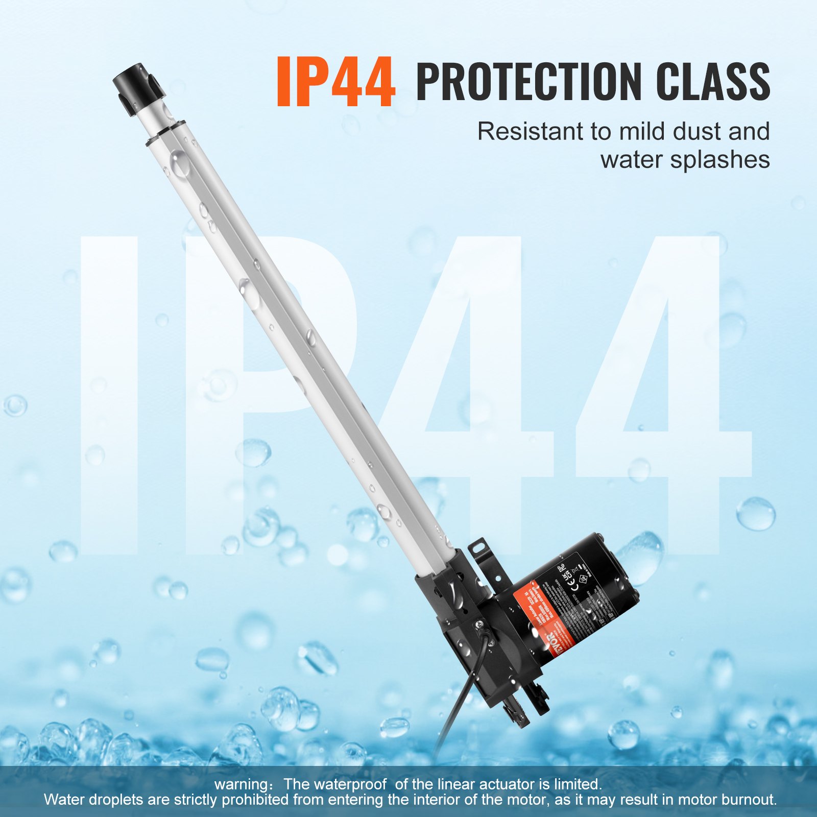 Linear Actuator 12V, 16 Inch Heavy Duty 1320lbs/6000N Linear Actuator, 0.19’/s Linear Motion Actuator With Mounting Bracket & IP44 Protection For Electric Door Industrial Machinery Vessels Cargo