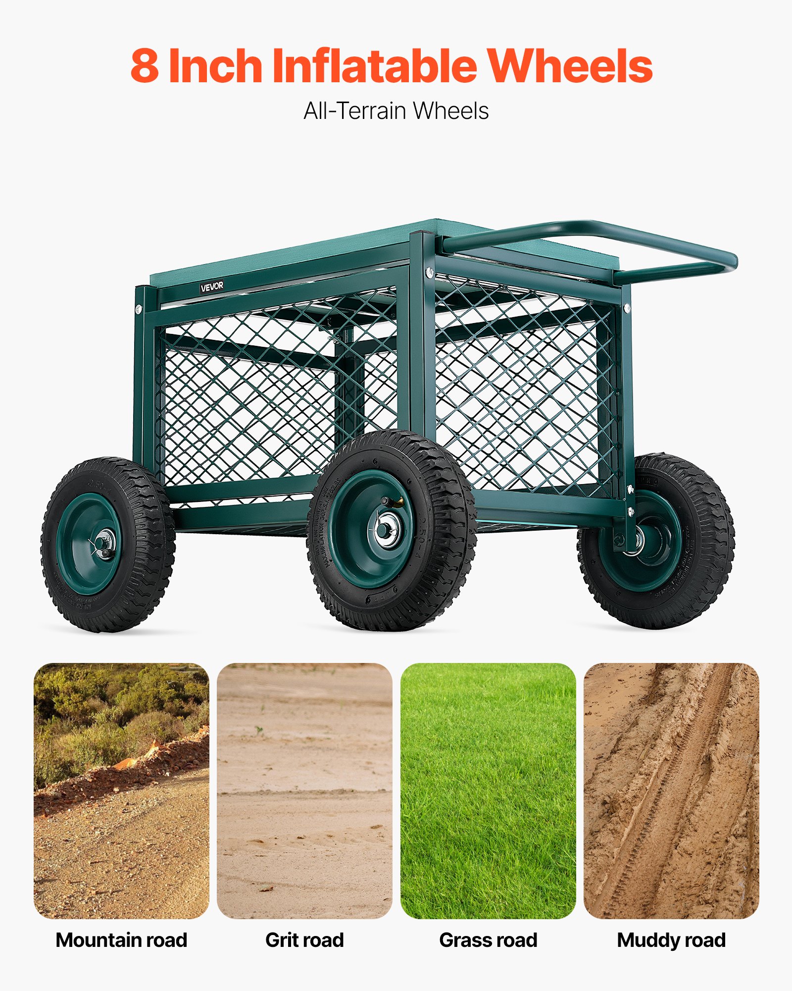 Rolling Garden Seat With Wheel 400LB Heavy Duty Metal Garden Cart With Storage image 2
