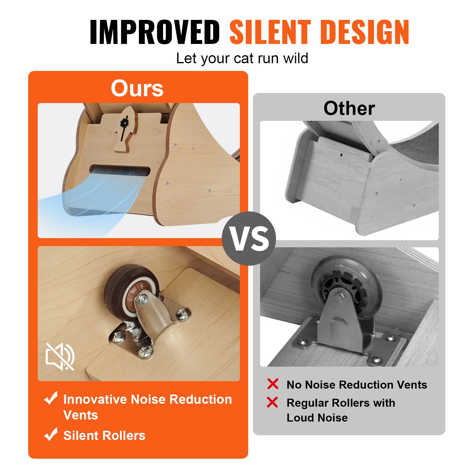 Cat Exercise Wheel 43.3' Large Cat Treadmill Wheel For Indoor Cats Yellow