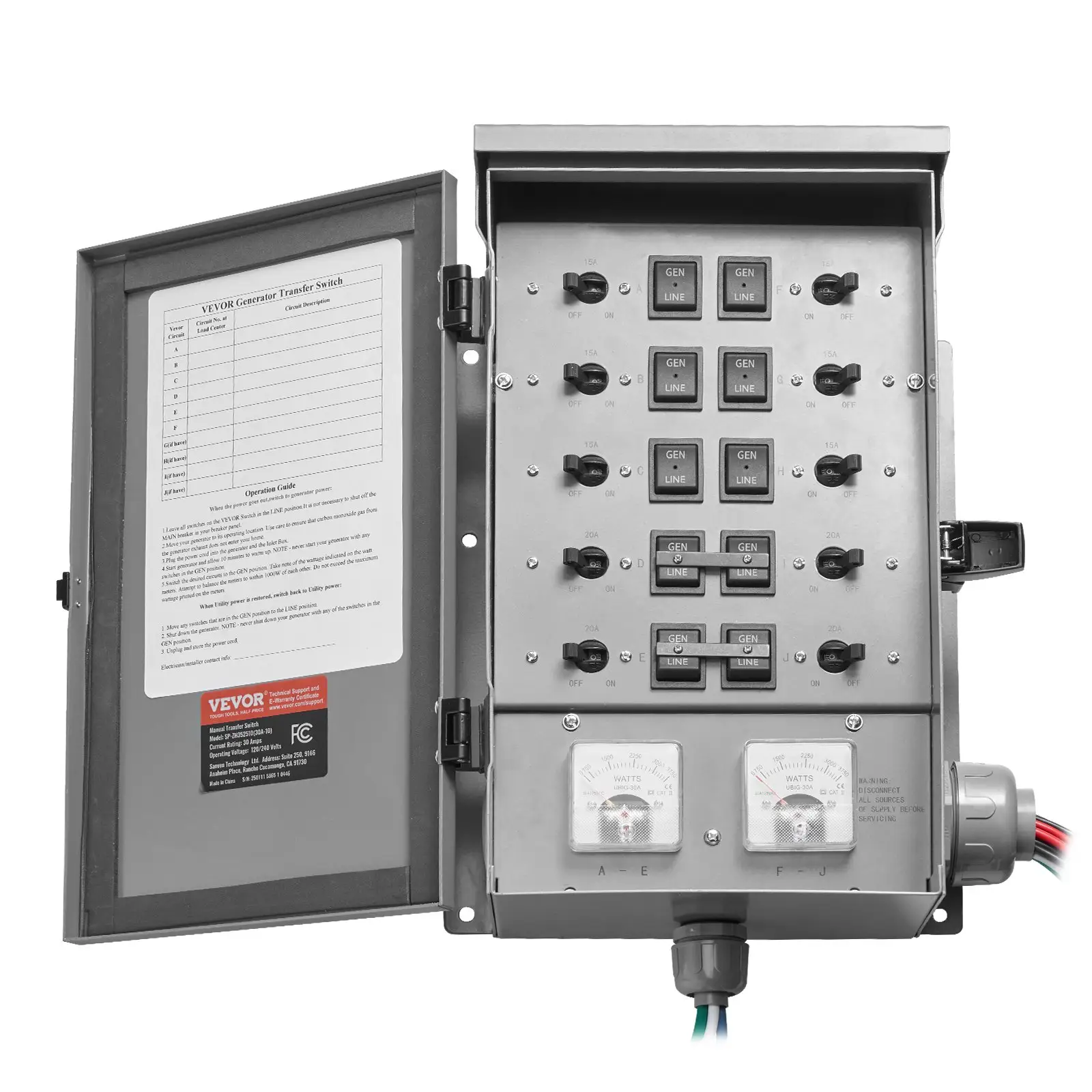 Manual Transfer Switch 30A Generator Kit NEMA