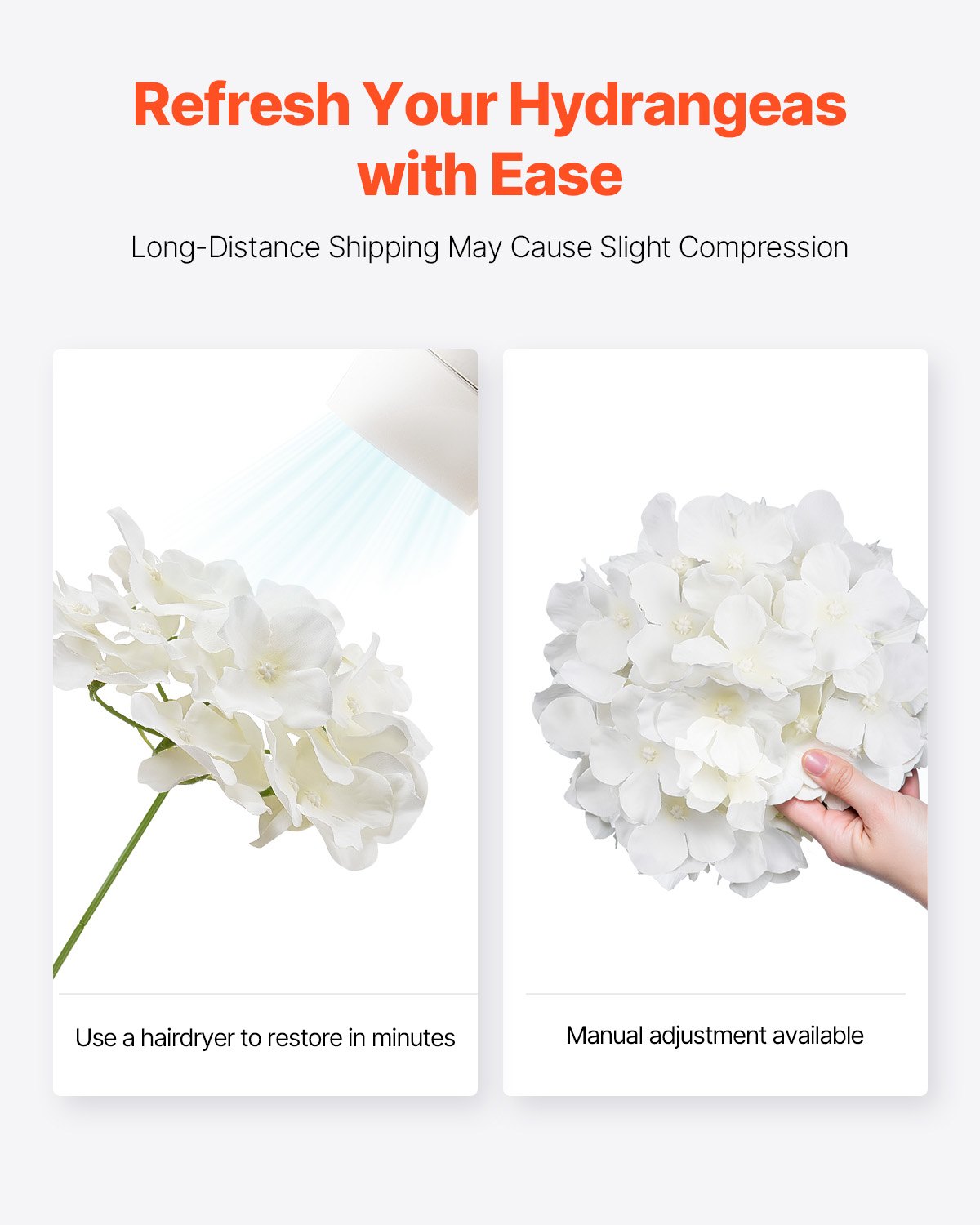 65 Pcs Artificial Silk Hydrangea Flowers 9.8 In Bouquet Arrangement White image 5