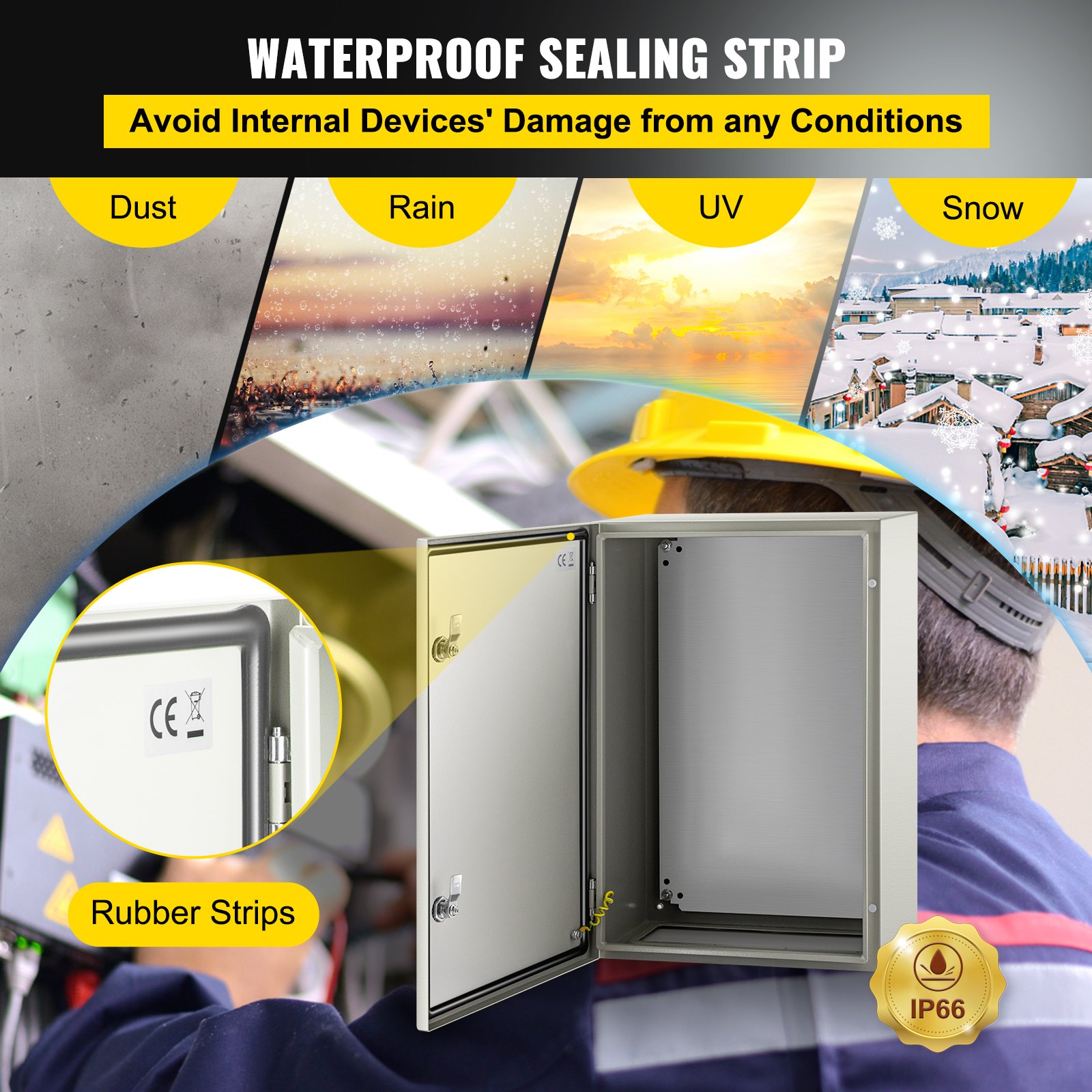 NEMA Steel Enclosure, 24 X 16 X 10” NEMA 4X Steel Electrical Box, IP66 Waterproof & Dustproof, Outdoor/Indoor Electrical Junction Box, With Mounting Plate