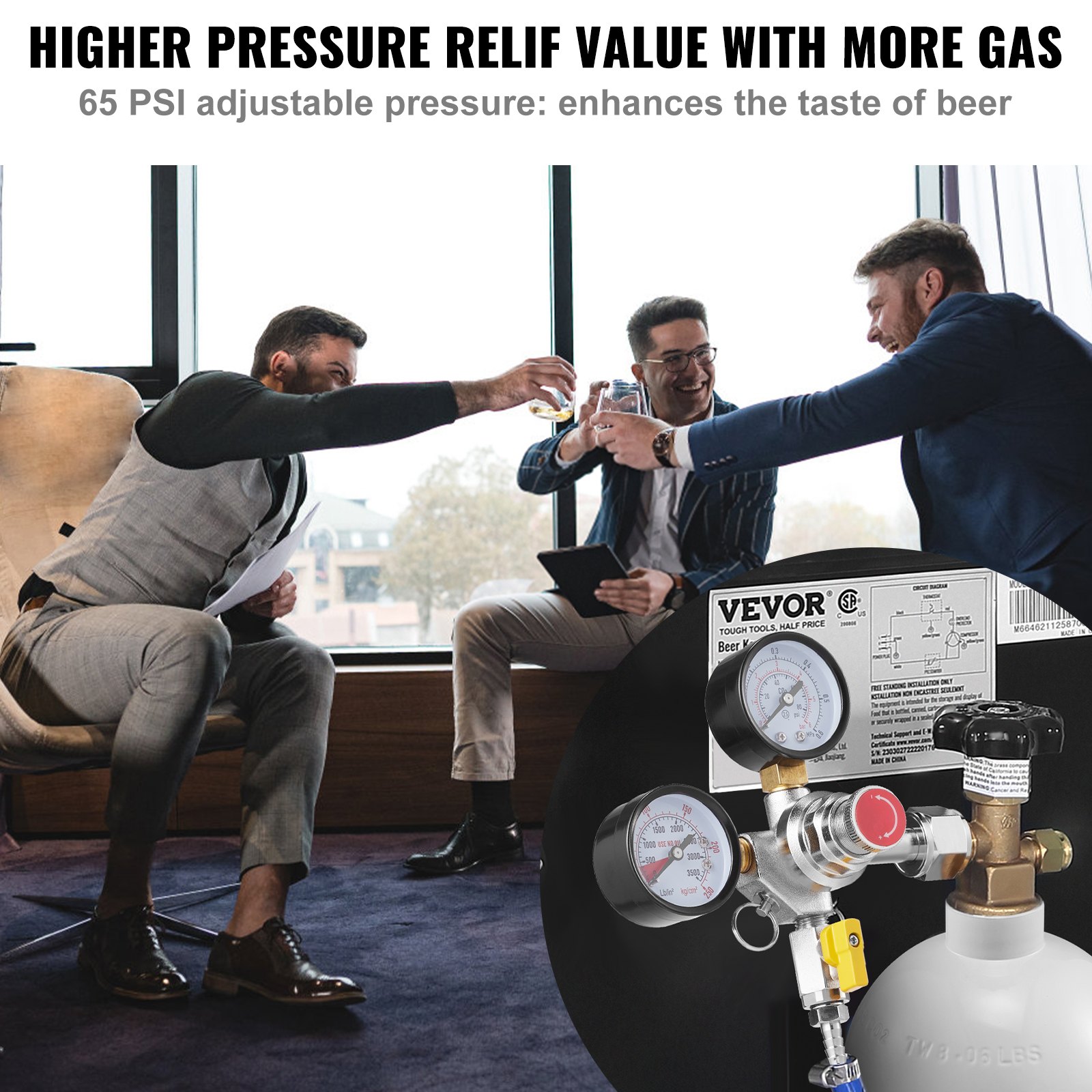 Double Gauge Regulator, CO2 Regulator Gauge With 0-60PSI, Heavy Duty CO2 Gauge Gas System, Draft Beer Regulator With… - 3