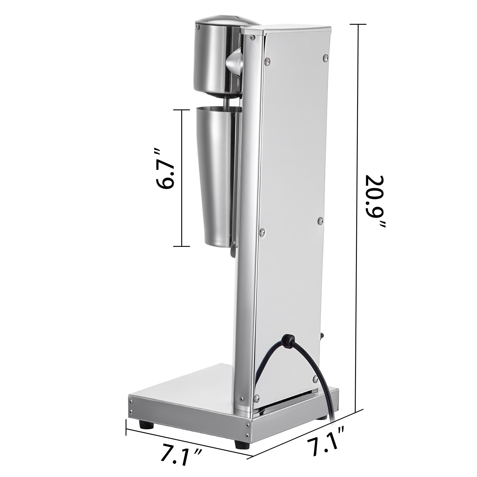 180W Electric Milkshake Maker 2-Speed Stainless Steel with 800ml Cup