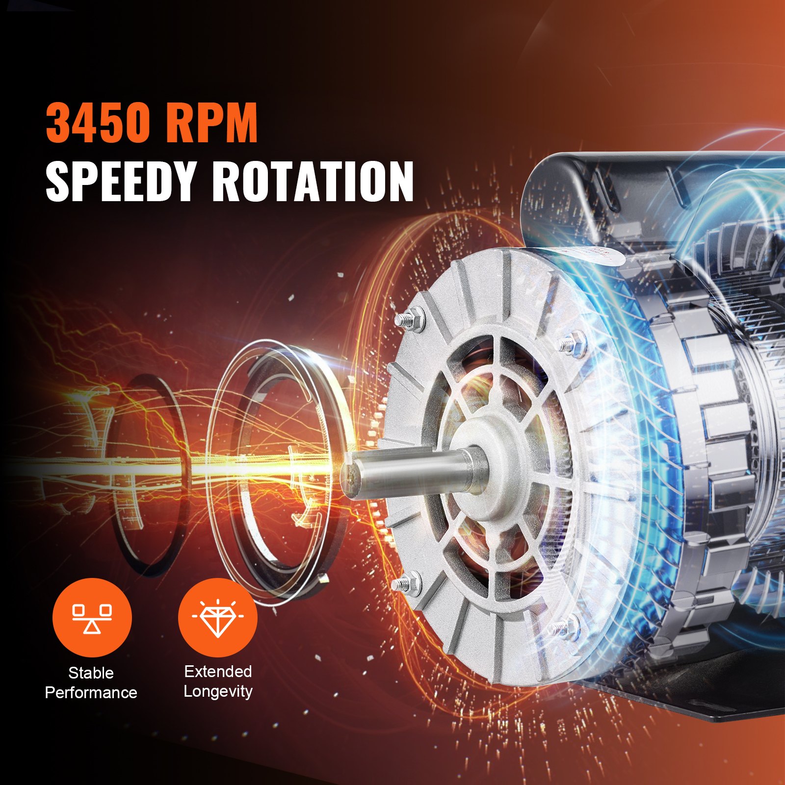 5HP SPL Air Compressor Motor 230V 17.6A 3450RPM 56 Frame CW/CCW Rotation (Factory Setting Is CCW)