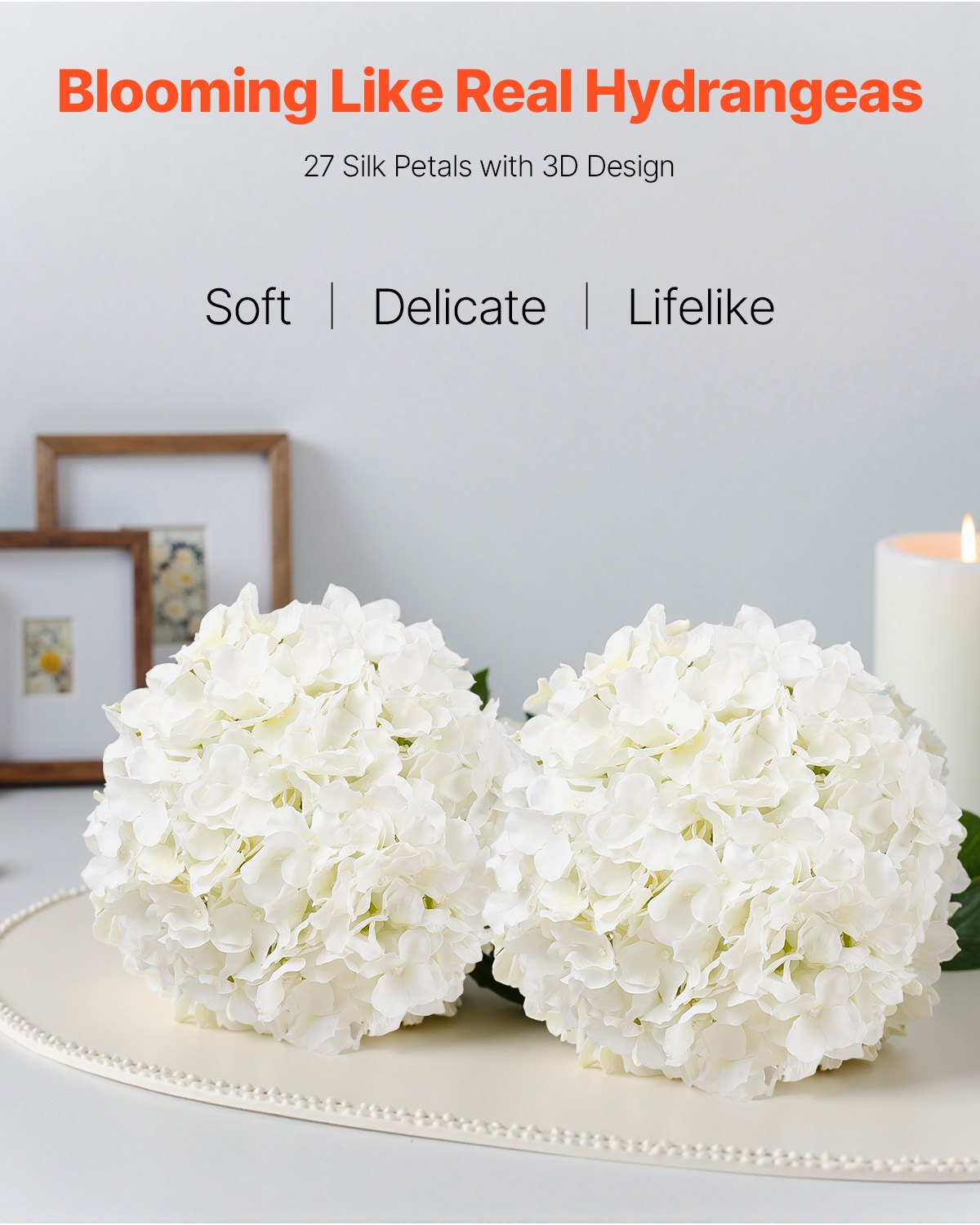 105 Pcs Artificial Silk Hydrangea Flowers 9.8 In Bouquet Arrangement White image 2