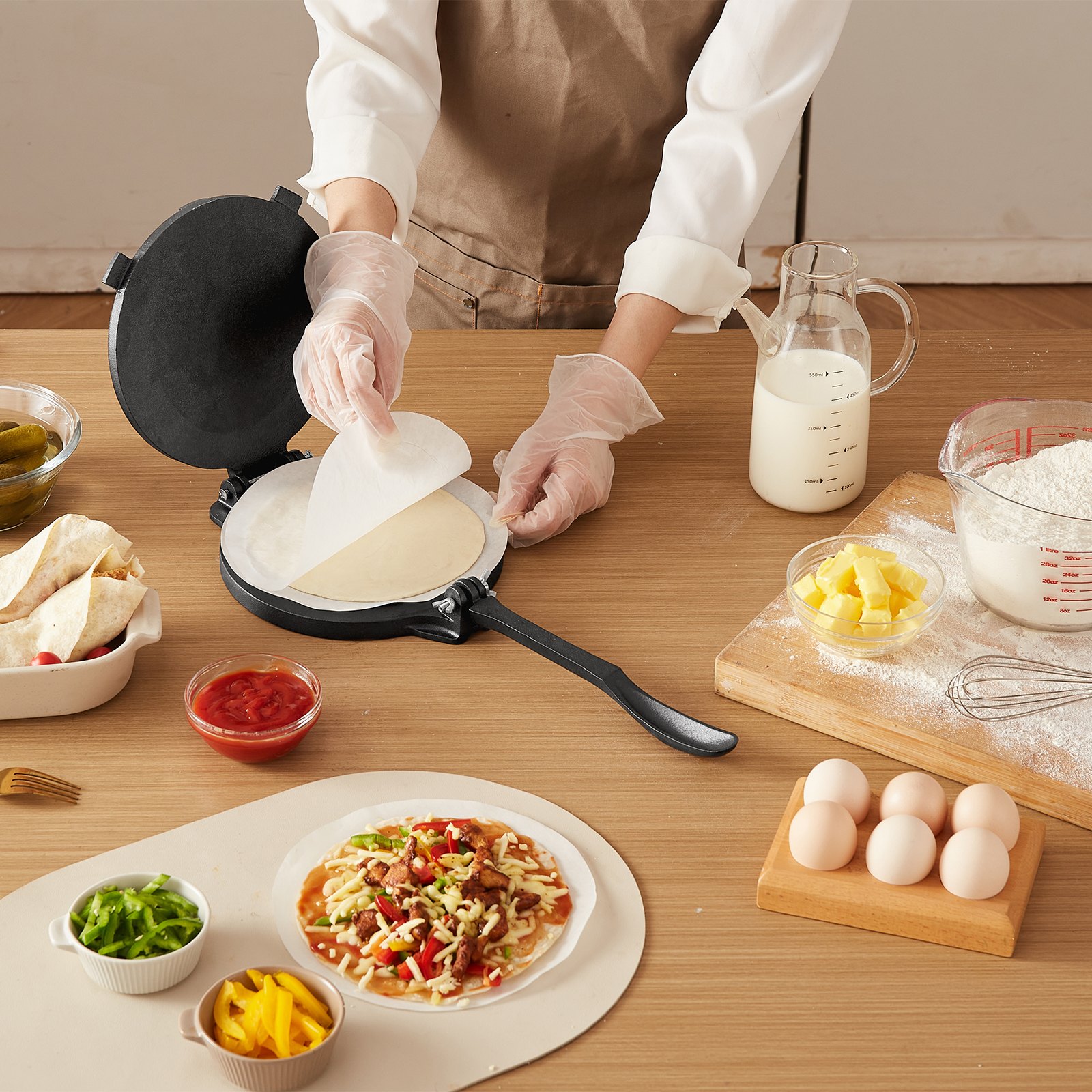 10 Inch Tortilla Press Chapati Maker Roti Dough Maker Heavy Duty Cast Iron