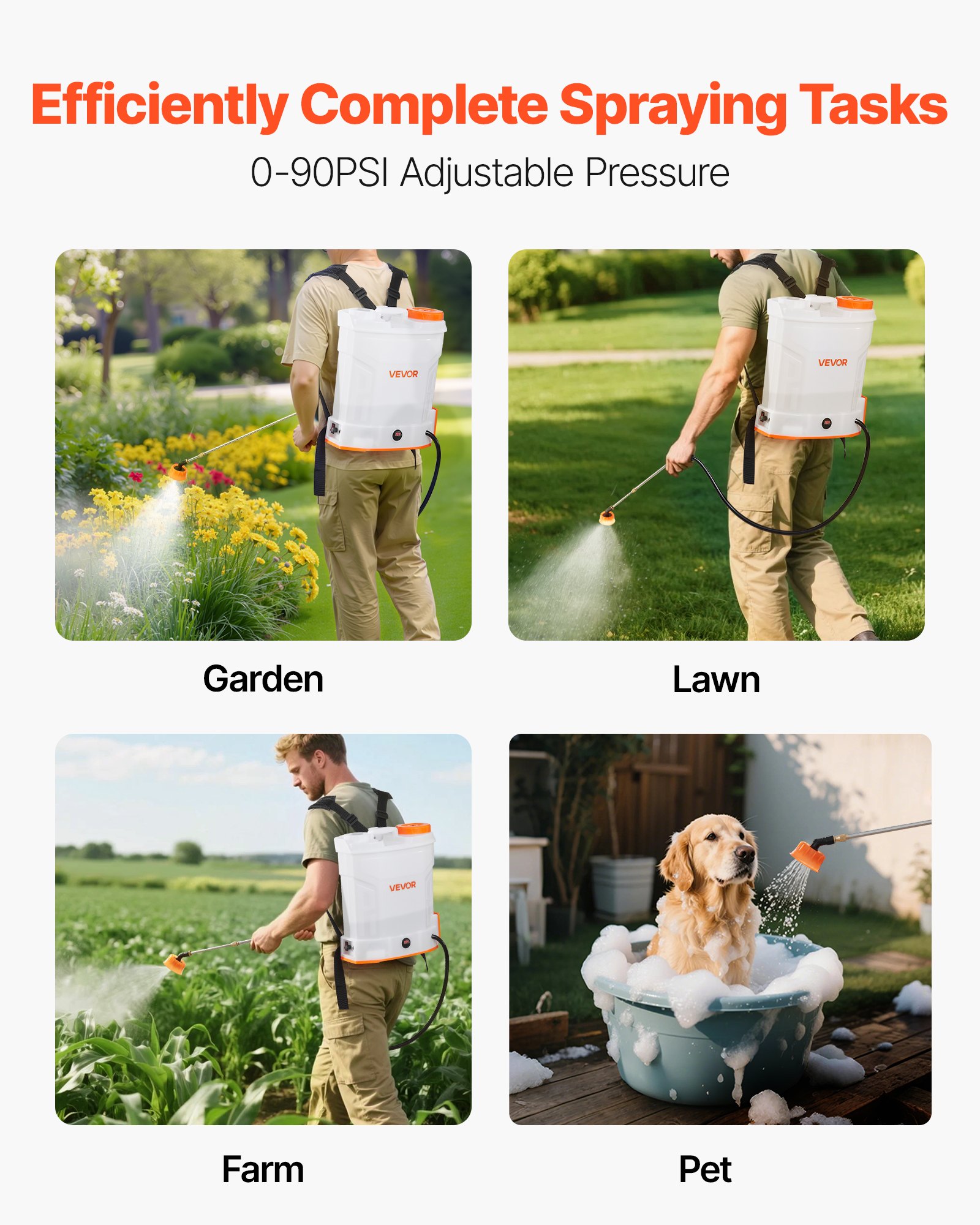 3.2 Gallon Battery Powered Backpack Sprayer 0-90 PSI 2H Runtime For Yard Lawn image 5