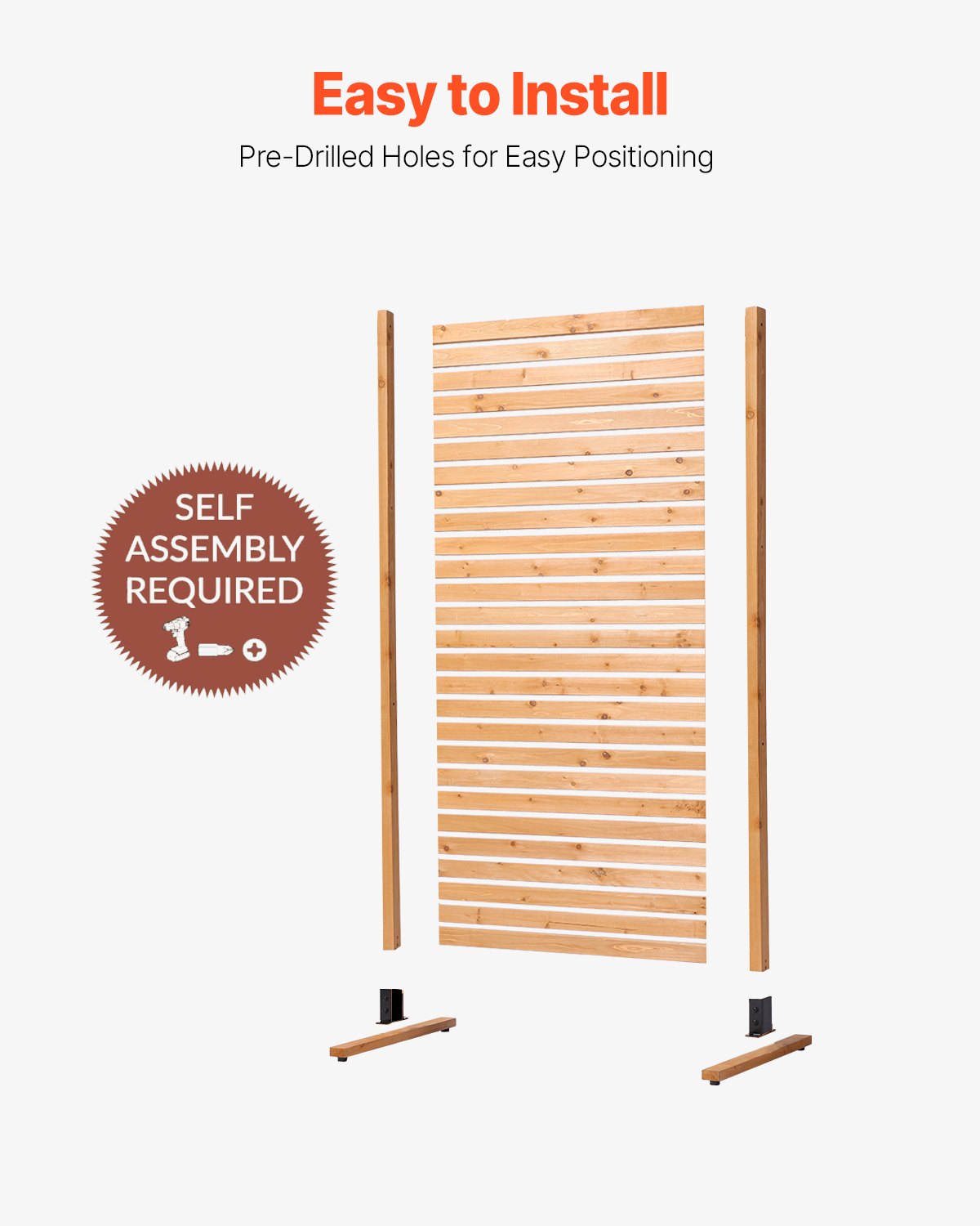 Wooden Privacy Screen 36' X 76' Freestanding Outdoor Privacy Screen For Patio