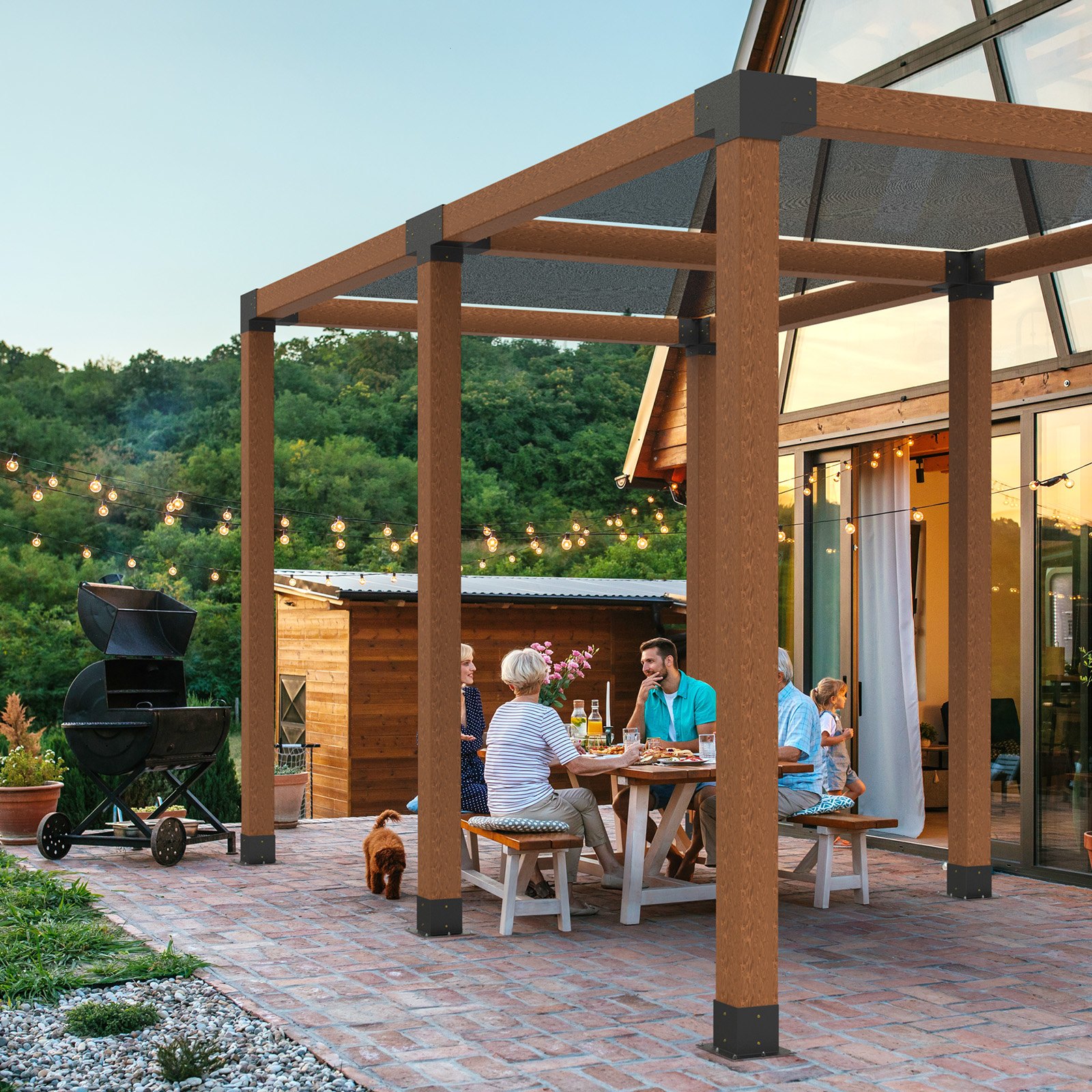 4×4 Inch Pergola Bracket Kit Inner 3.5×3.5 3- And 4-Way Brackets With Bases – Black