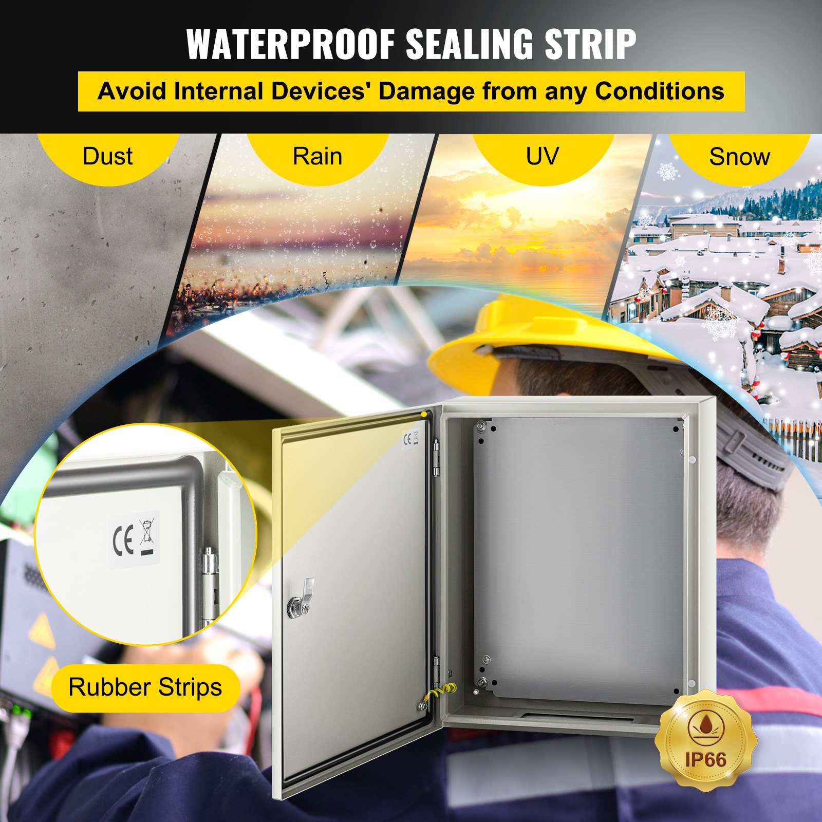 NEMA Steel Enclosure, 20 X 16 X 6” NEMA 4X Steel Electrical Box, IP66 Waterproof & Dustproof, Outdoor/Indoor Electrical Junction Box, With Mounting Plate