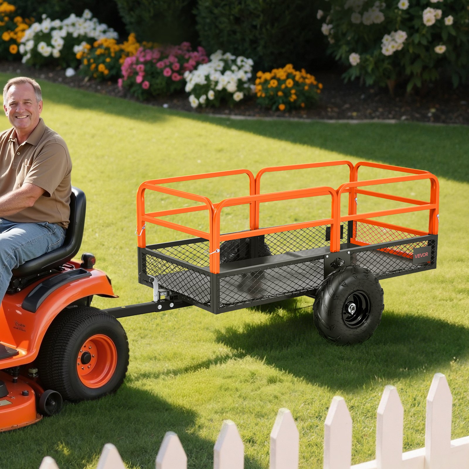 Dump Trailer 22 Cu. Ft Tow Behind Steel Garden Yard Trailer Cart - 6