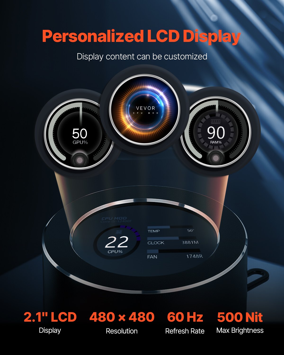 CPU Liquid Cooler AIO CPU Water Cooler With 3 PWN Fans(120 Mm) Intel AMD 3