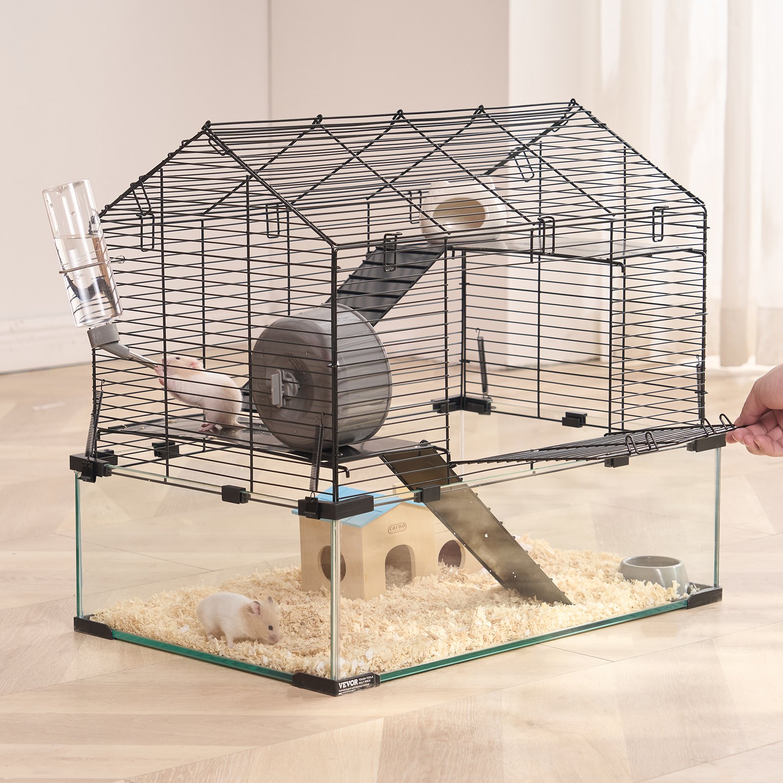 Wire Hamster Cage Habitat 22.8in Pet Rodent Gerbil Mice Small Animal House Black - Shop at LoveMi