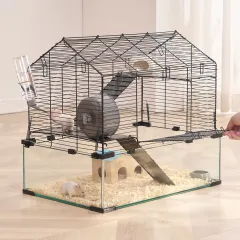 Wire Hamster Cage Habitat 22.8in Pet Rodent Gerbil Mice Small Animal House - Black - View 1