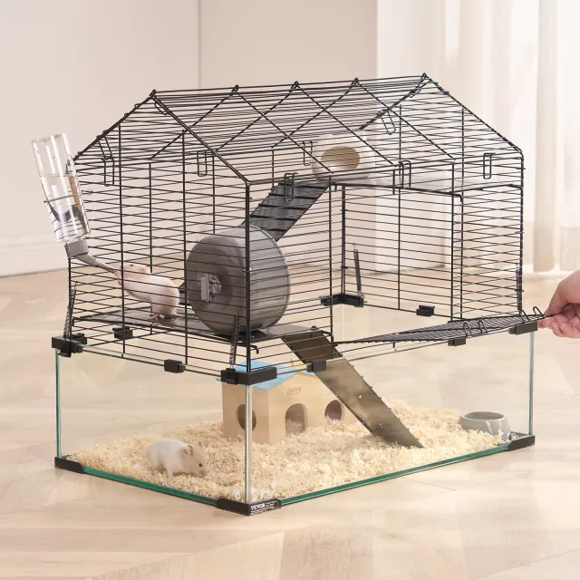 Wire Hamster Cage Habitat 22.8in Pet Rodent Gerbil Mice Small Animal House Black - Shop at LoveMi