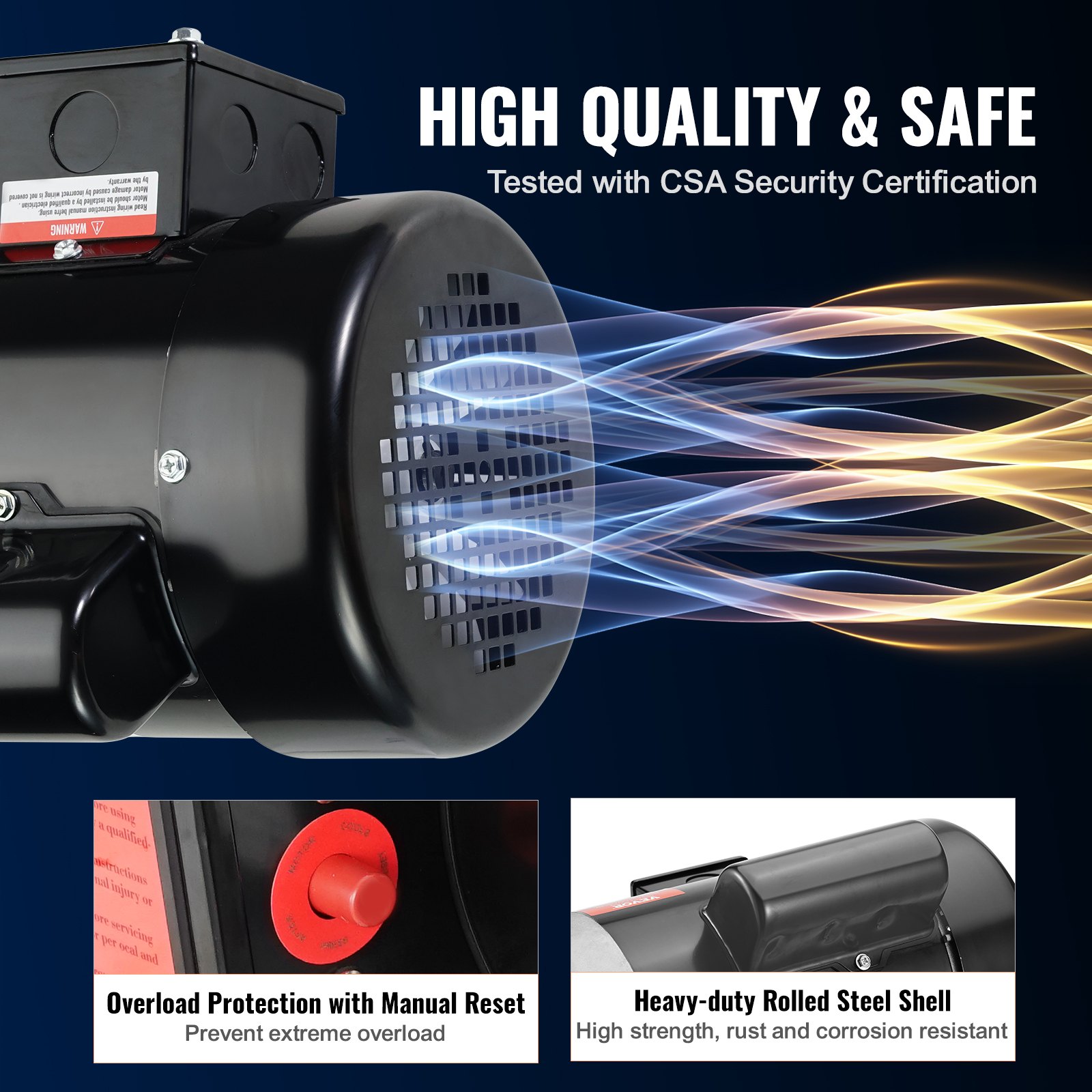 1HP Electric Motor 1725 Rpm, AC 115V/230V, 56C Frame, Air Compressor Motor Single Phase, 5/8' Keyed Shaft, CW/CCW Rotation For Agricultural Machinery And General Equipment - Image 4