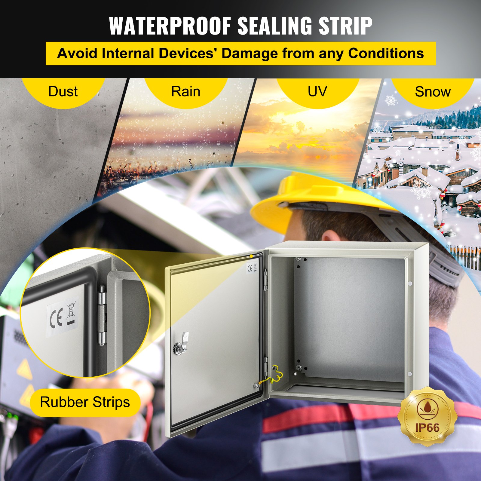 NEMA Steel Enclosure, 16 X 16 X 8'' NEMA 4X Steel Electrical Box, IP66 Waterproof & Dustproof, Outdoor/Indoor Electrical Junction Box, With Mounting Plate - Image 4