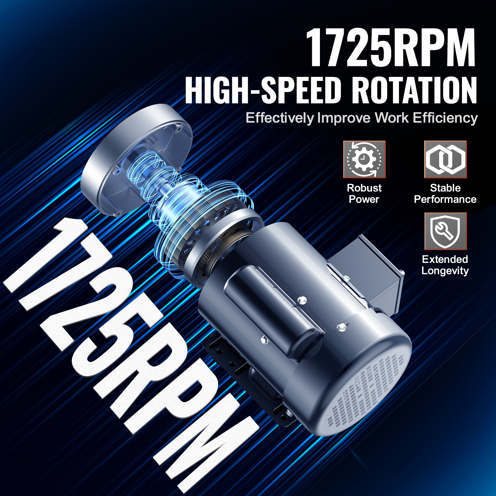 1HP Electric Motor 1725 Rpm, AC 115V/230V, 56C Frame, Air Compressor Motor Single Phase, 5/8' Keyed Shaft, CW/CCW Rotation For Agricultural Machinery And General Equipment - Image 3