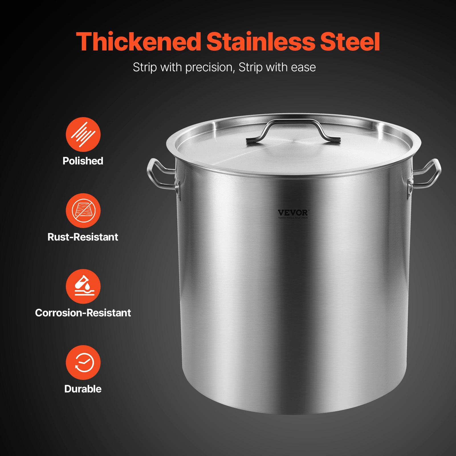 Thickened stainless steel commercial stockpot