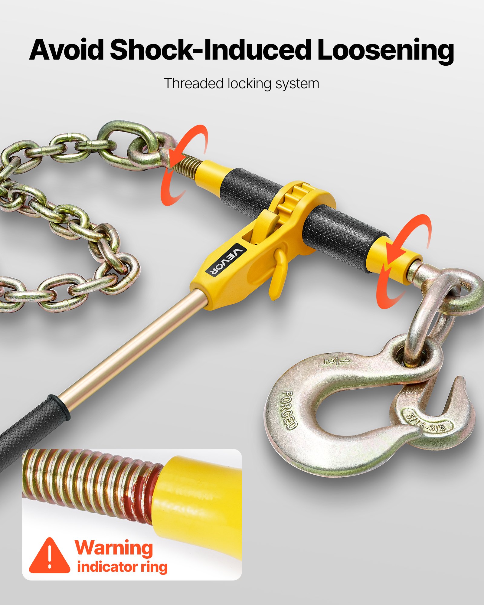 Ratchet Chain Binder With 3'8 In - 1'2 In Chains Heavy Duty Load Binder image 5
