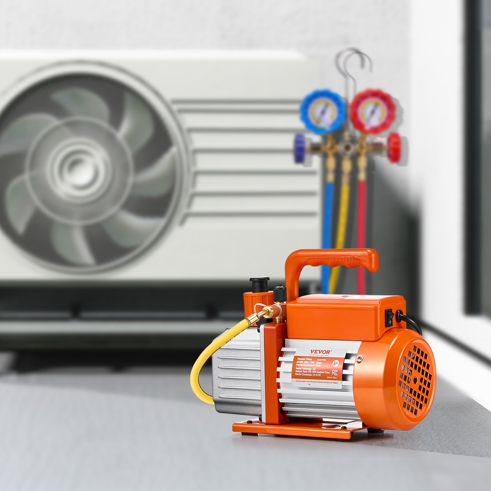 Vacuum Pump 5 CFM HVAC Single Stage Rotary Vane Vacuum Pump Oil