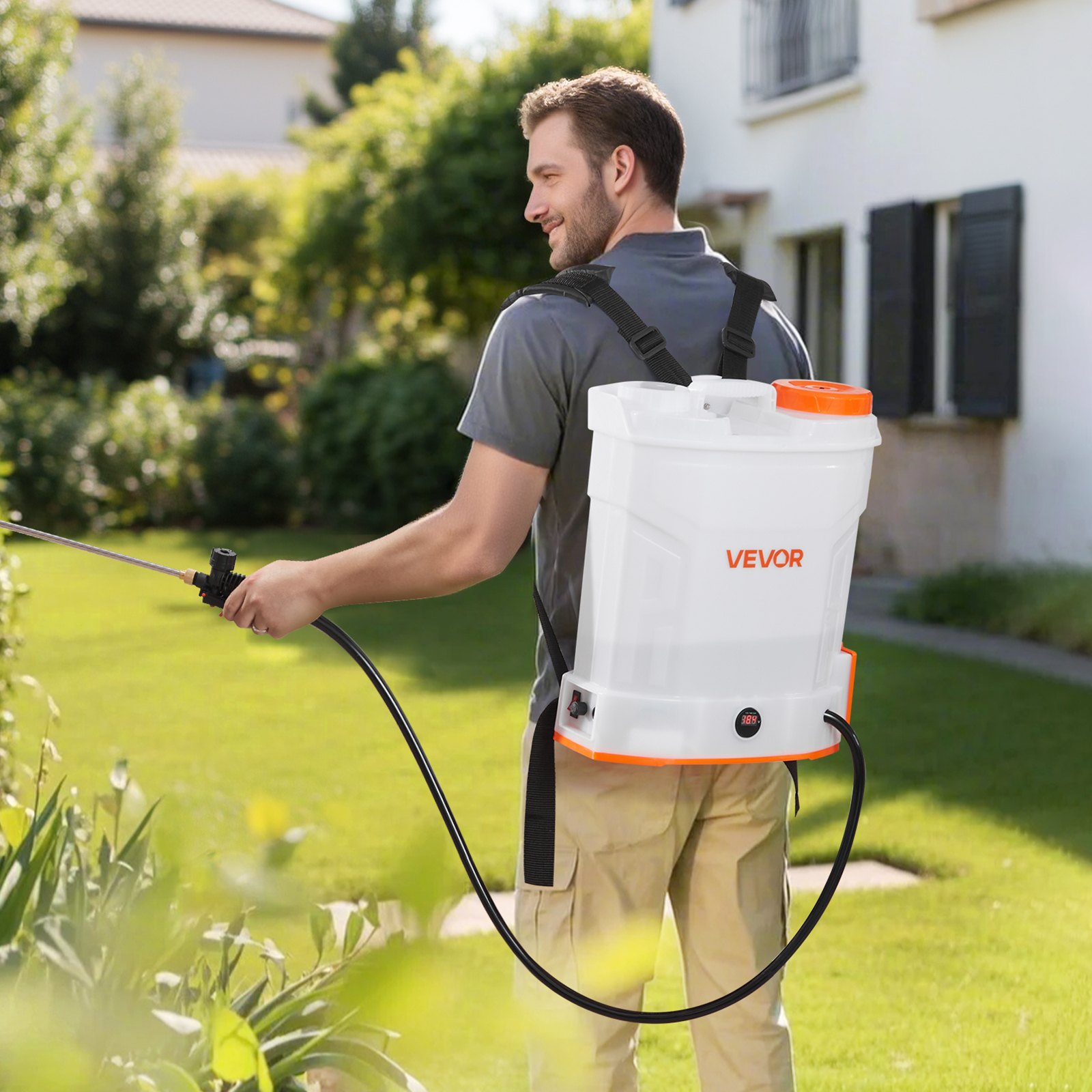 3.2 Gallon Battery Powered Backpack Sprayer 0-90 PSI 2H Runtime For Yard Lawn image 6