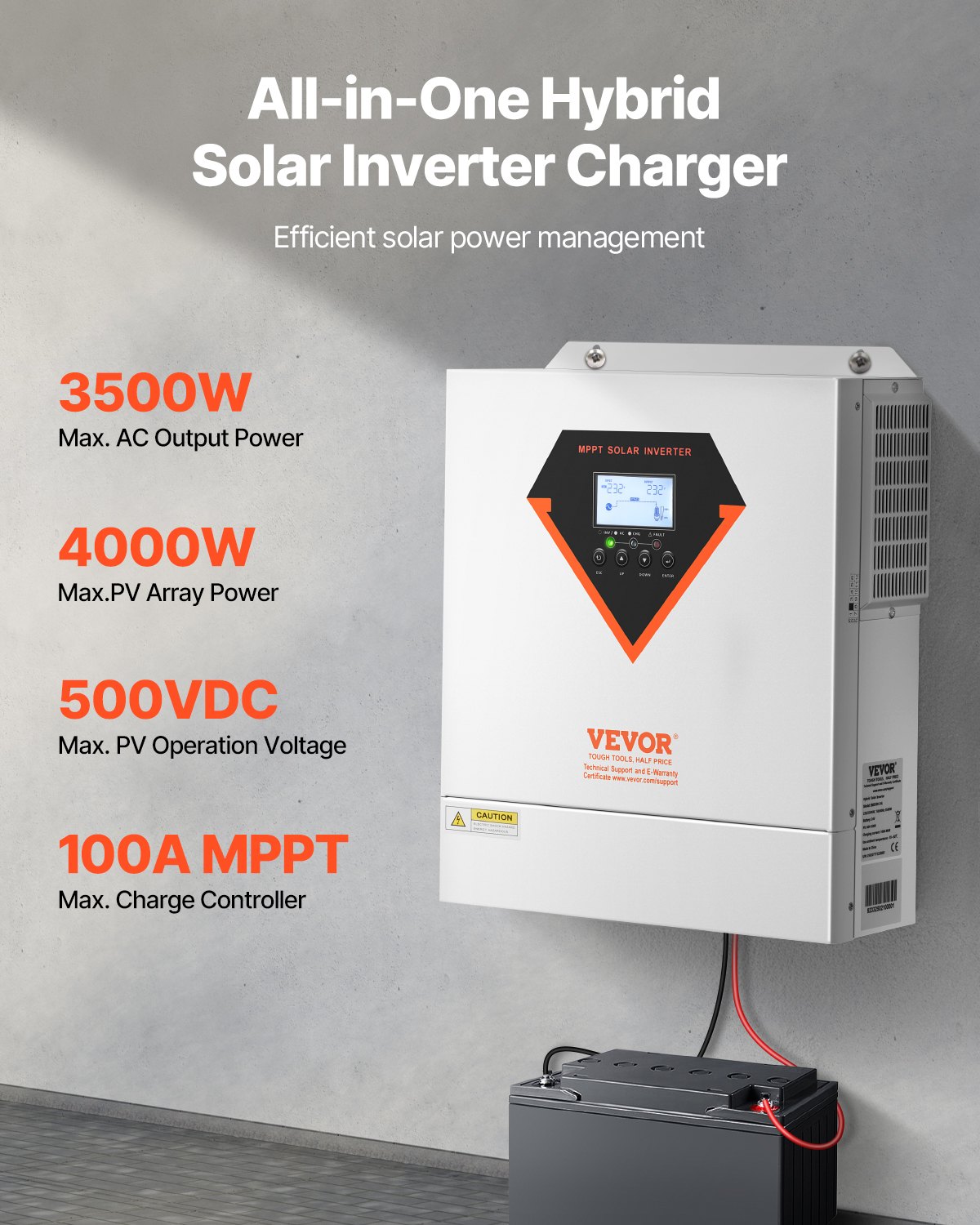Hybrid Solar Inverter Charger 3500W 220/230V With Built-in 100A MPPT Controller - Image 2