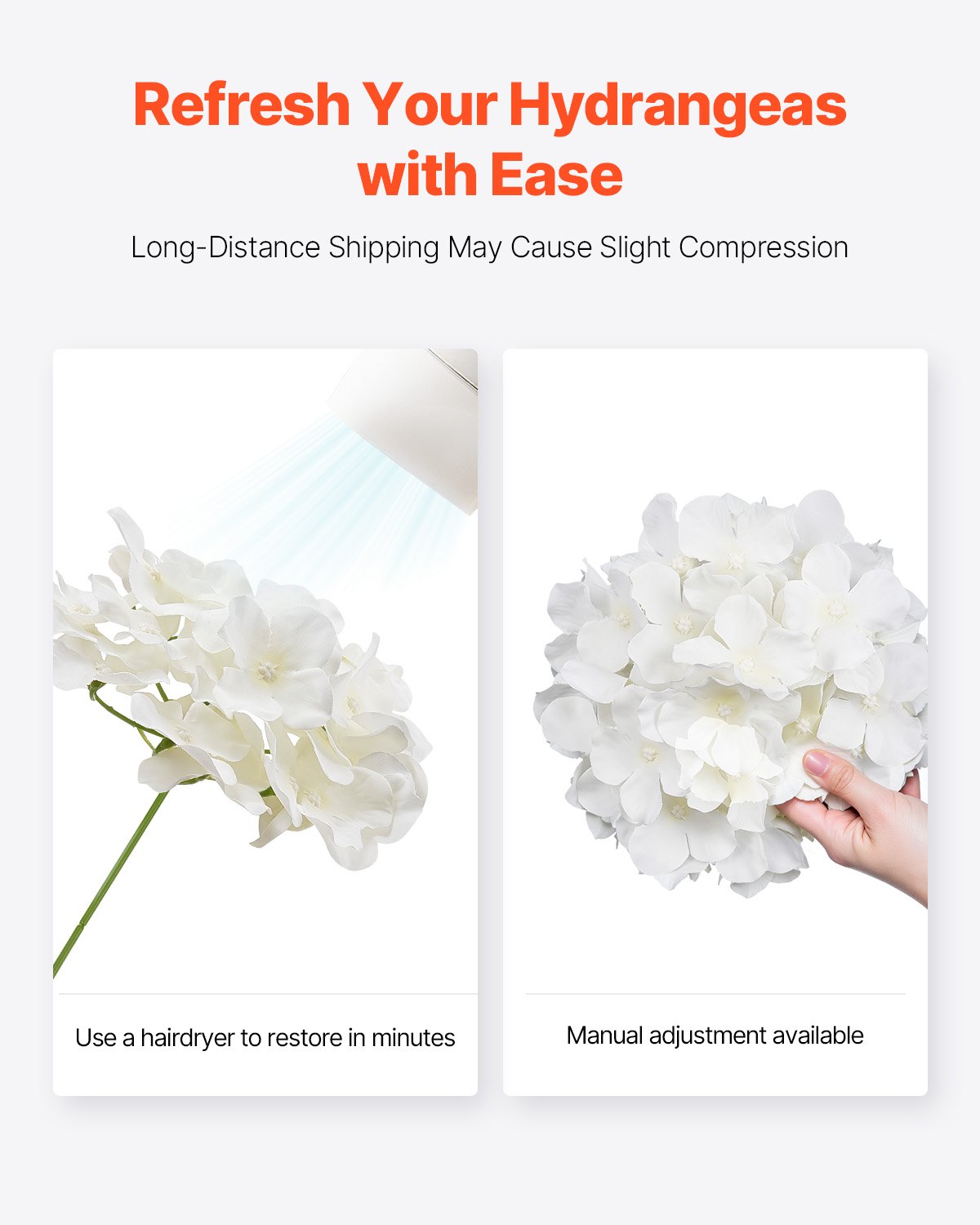 105 Pcs Artificial Silk Hydrangea Flowers 9.8 In Bouquet Arrangement White image 5