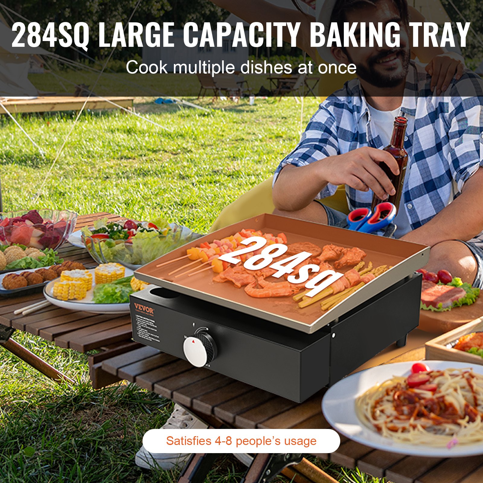 Commercial Griddle, 16.9' Heavy Duty Manual Flat Top Griddle, Countertop Gas Grill With Non-Stick Cooking Plate, Steel LPG Gas Griddle, 1-Burner Restaurant Portable Grill -  13,000 BTU — foto 3