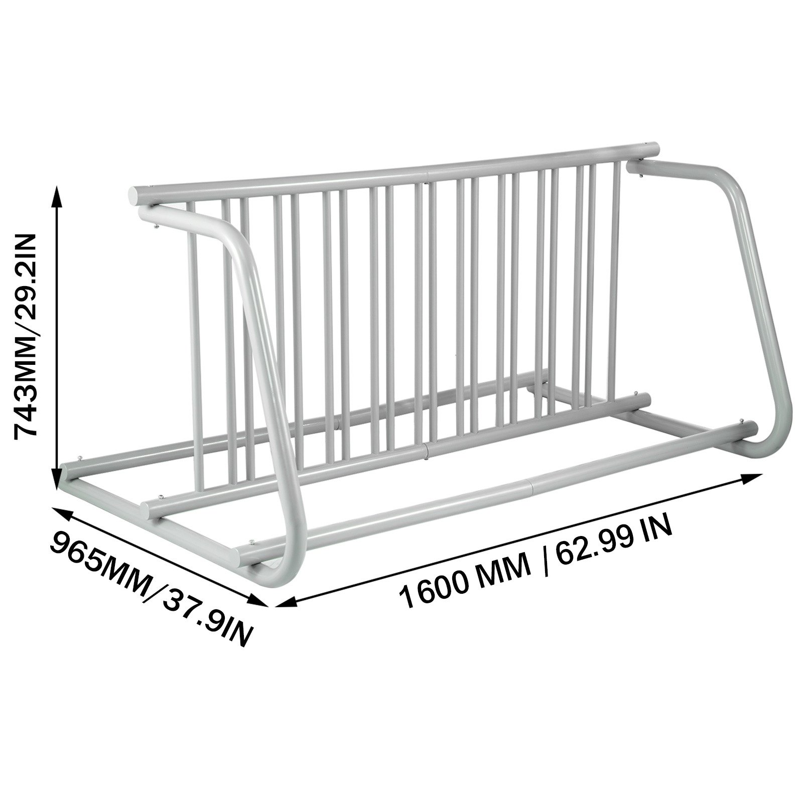 10 Holders Floor Bike Rack, 59′ Length All-Steel Grid Bike Rack, 10-Bike Capacity Dual-Side Storage Stand For Garages Streets Yards Bike Events – Silver