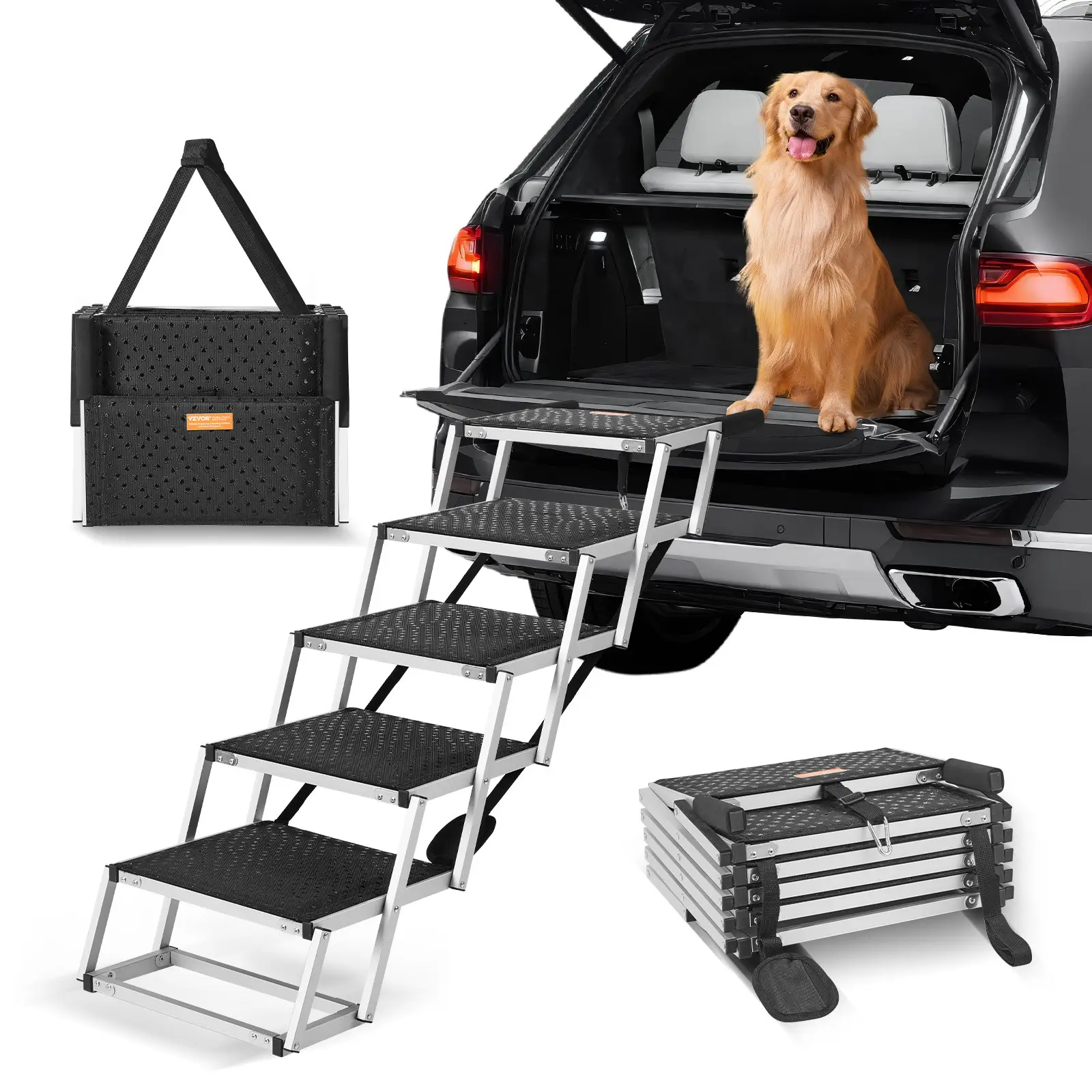 Dog Stair For Cars 5-step Folding Steps