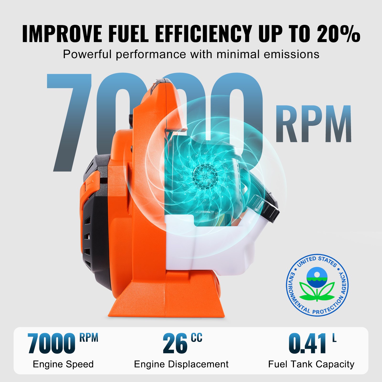 Leaf Blower, 26CC 2-Cycle Handheld Leaf Blower, 2-in-1 Blower 425CFM Air Volume 156MPH Speed, Ideal For Lawn Care,… - 3