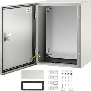 NEMA Steel Enclosure, 16 X 12 X 8'' NEMA 4X Steel Electrical Box, IP66 Waterproof & Dustproof, Outdoor/Indoor Electrical Junction Box, With Mounting Plate