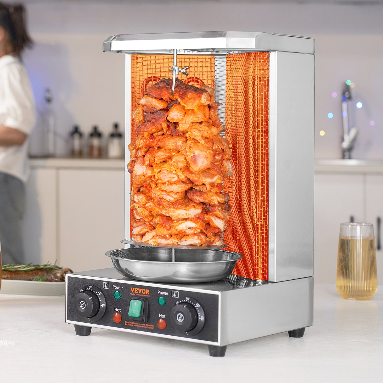 Shawarma Grill Machine, 13 Lbs Capacity, Chicken Shawarma Cooker Machine With 2