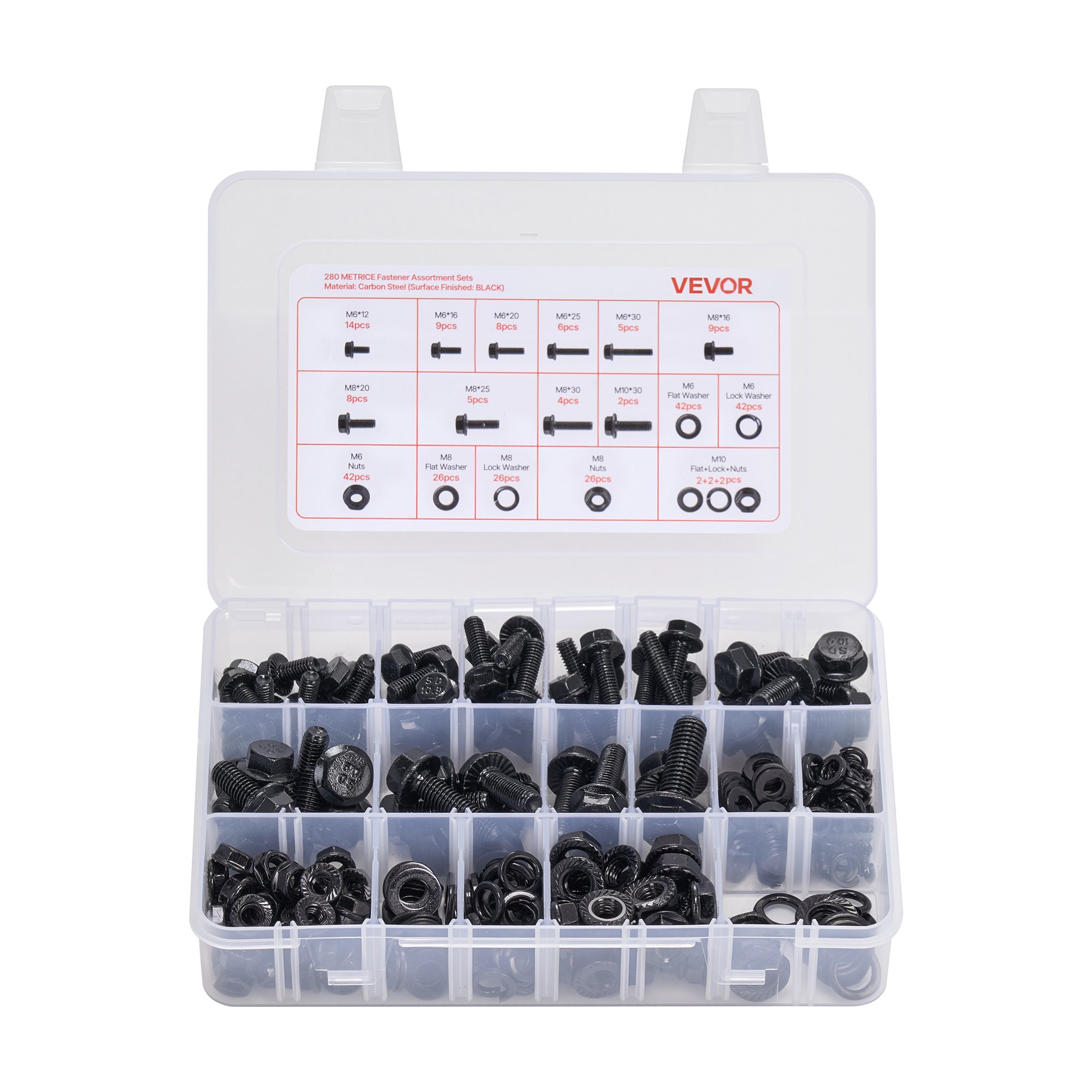280 Pcs Bolts Nuts Assortment Kit Metric Alloy Steel M6 M8 M10