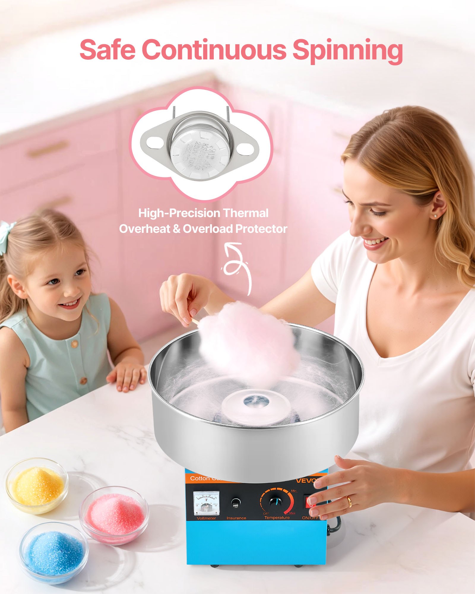 Commercial Cotton Candy Machine Electric Sugar Floss Maker Stainless Steel Blue image 2