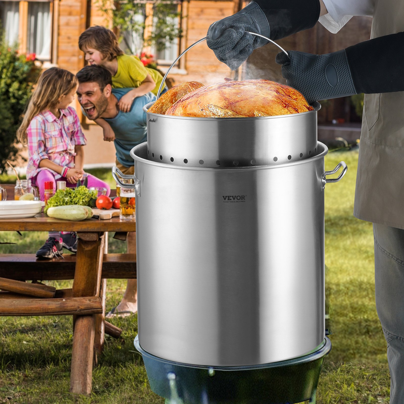 84QT stainless steel stockpot for family gatherings and outdoor cooking