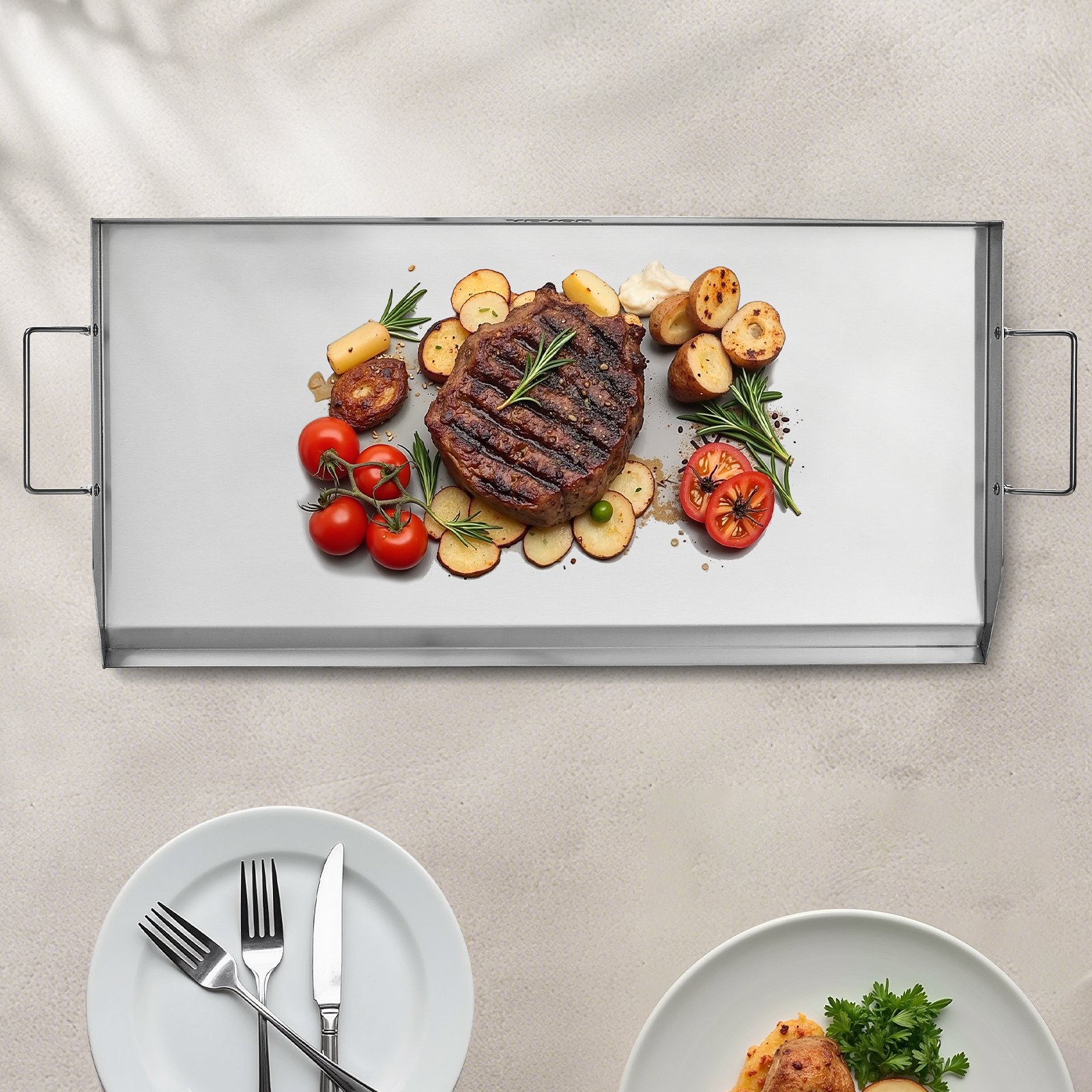 Flat Top Griddle Stainless Steel Universal BBQ Grill Pan