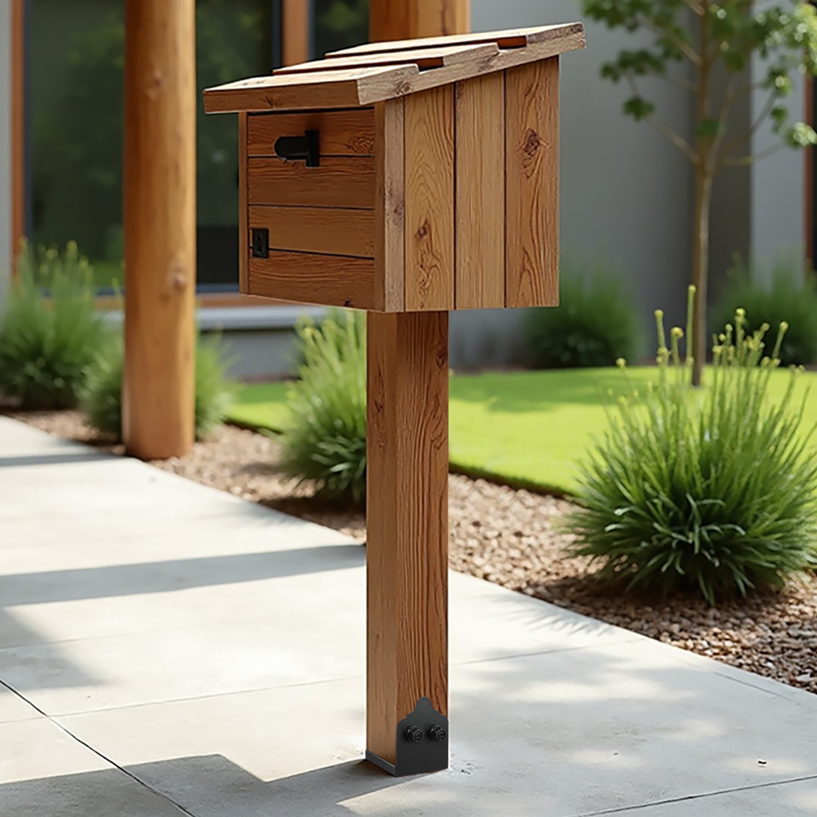 2 Pack 6×6 Post Base Brackets Wood Fence Post Anchor Inner Size 5.9×5.55 Inch – Black