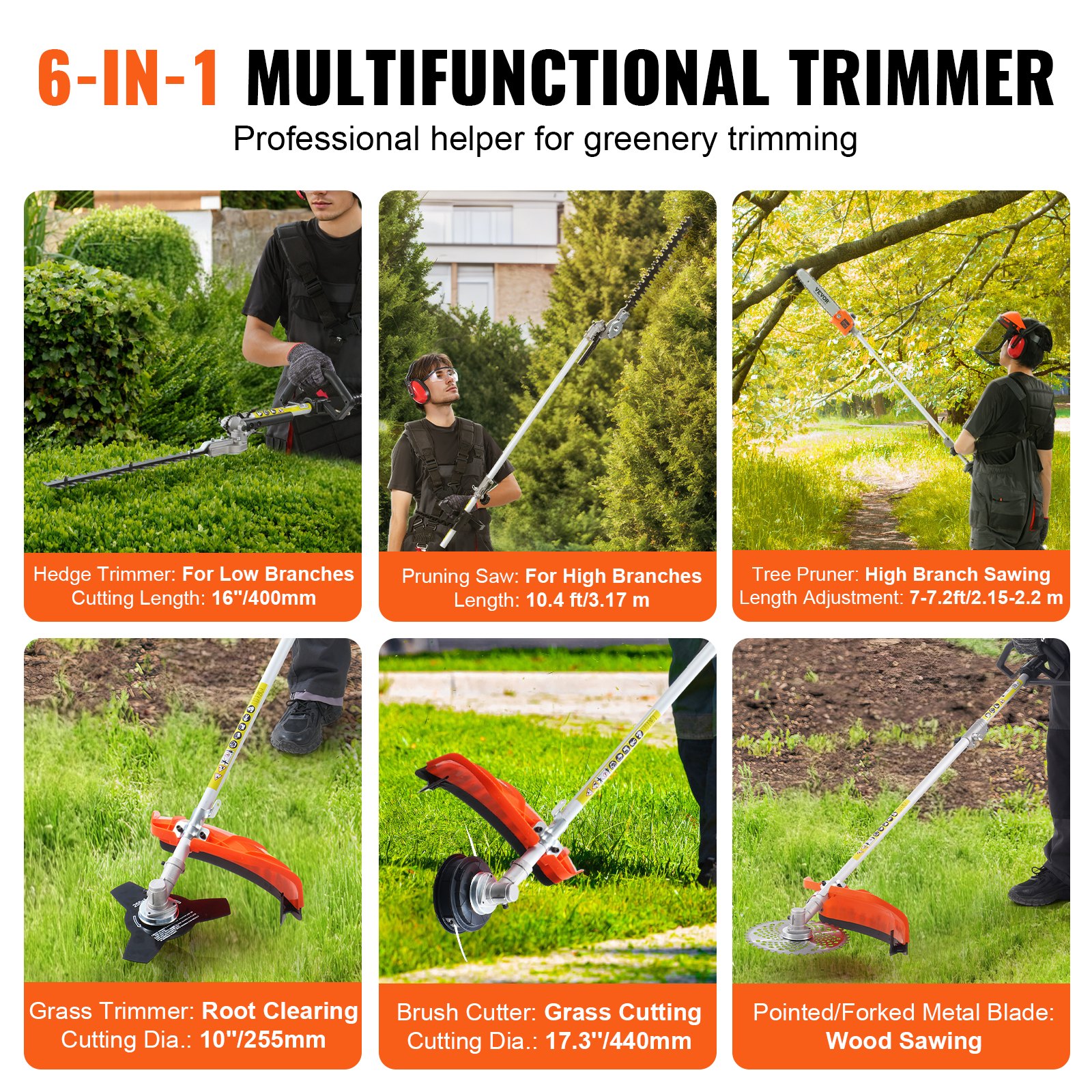 Multi-angle trimming and interchangeable attachment feature view