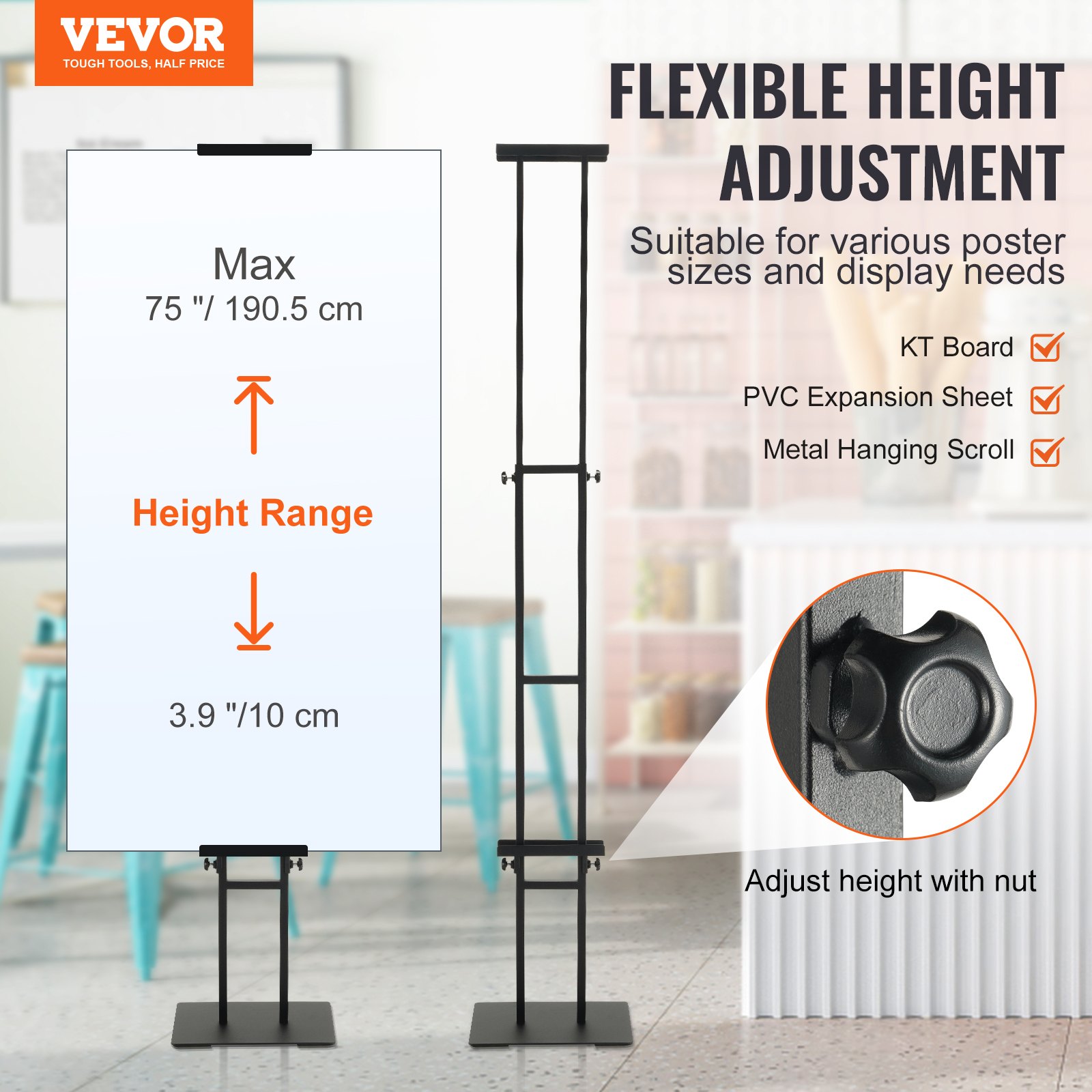 Poster Stand, Adjustable Height Up To 1905 Mm, Double-Sided