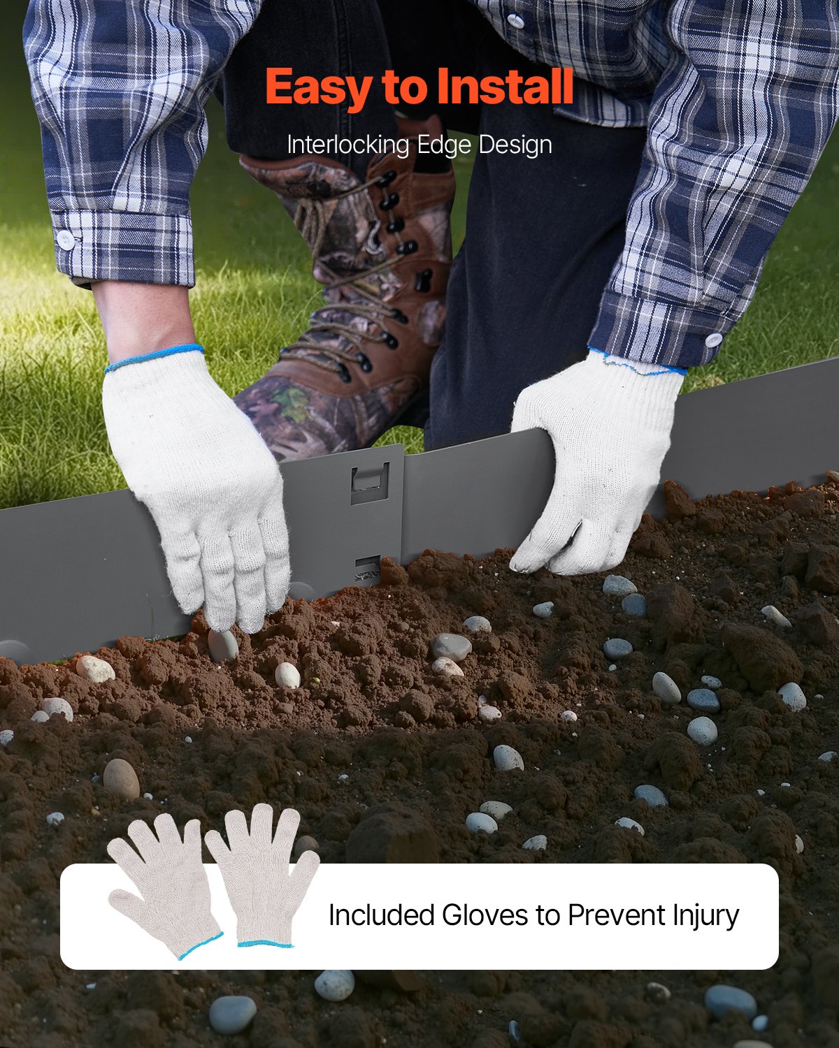 Steel Landscape Edging 5 Packs Rust-Resistant Edging Border Dark Gray - 5