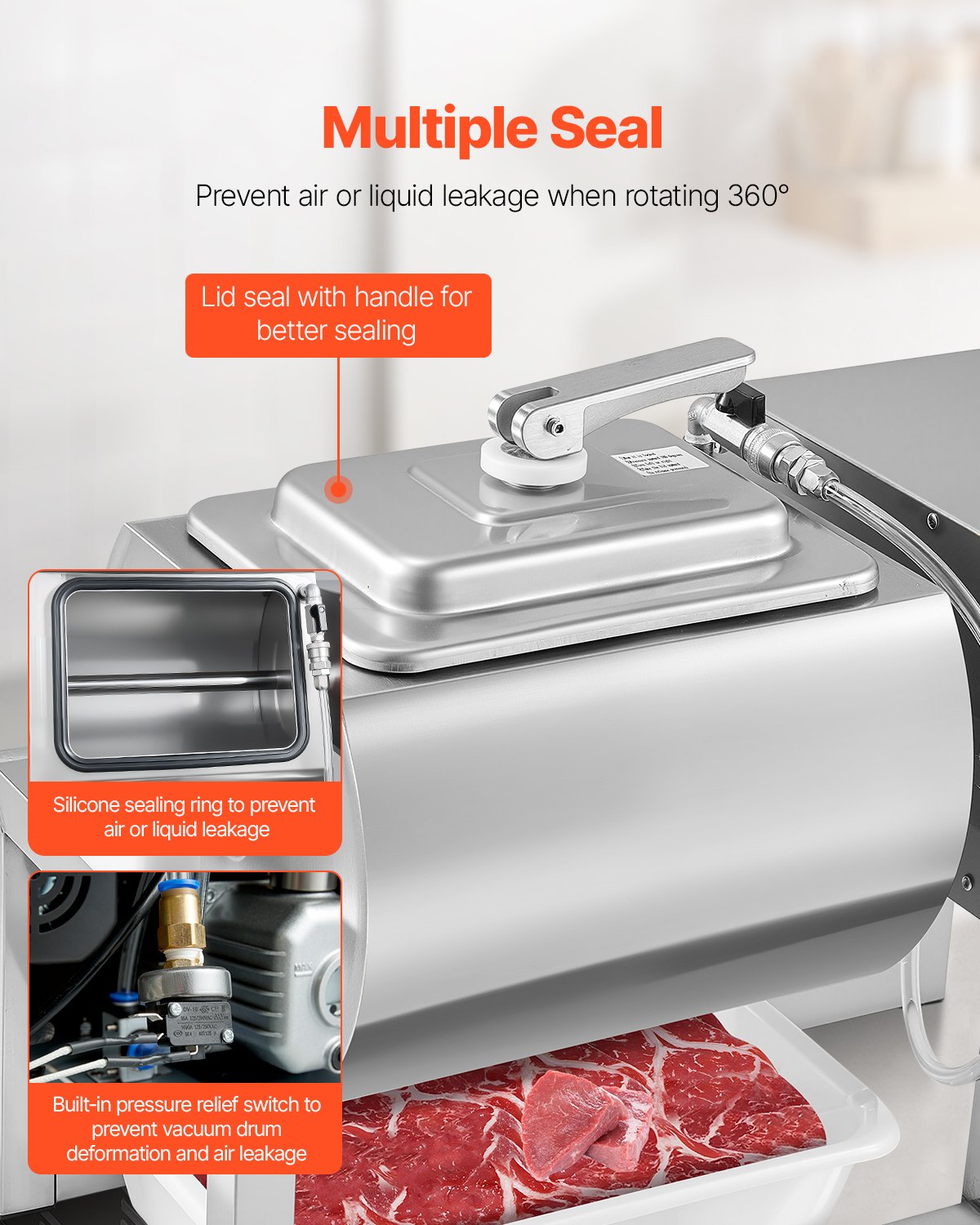 Vacuum Meat Tumbler Marinator Machine 20L for Chicken Steak Fish — photo 6